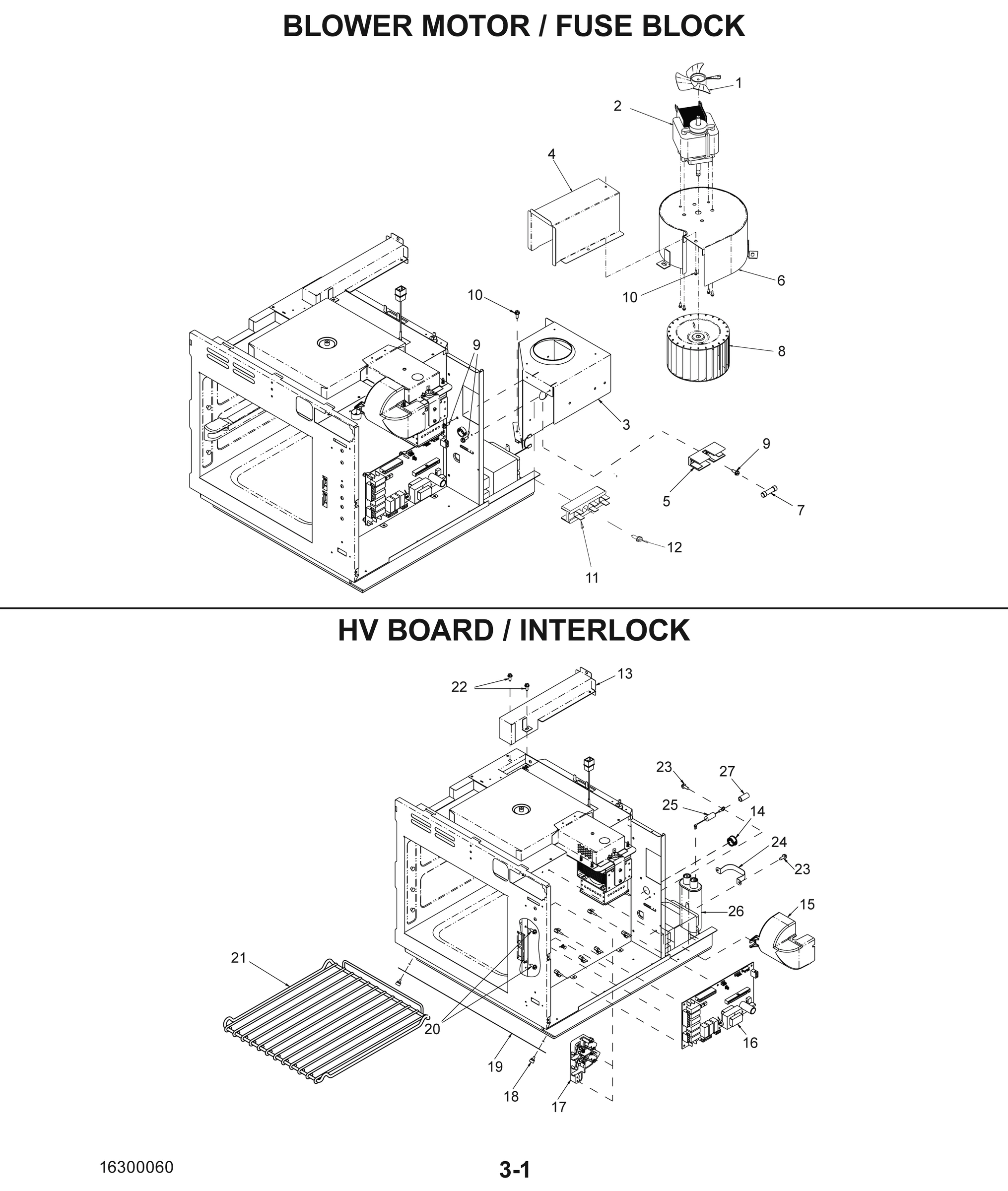 BLOWER MOTOR / FUSE BLOCK / HV BOARD / INTERLOCK