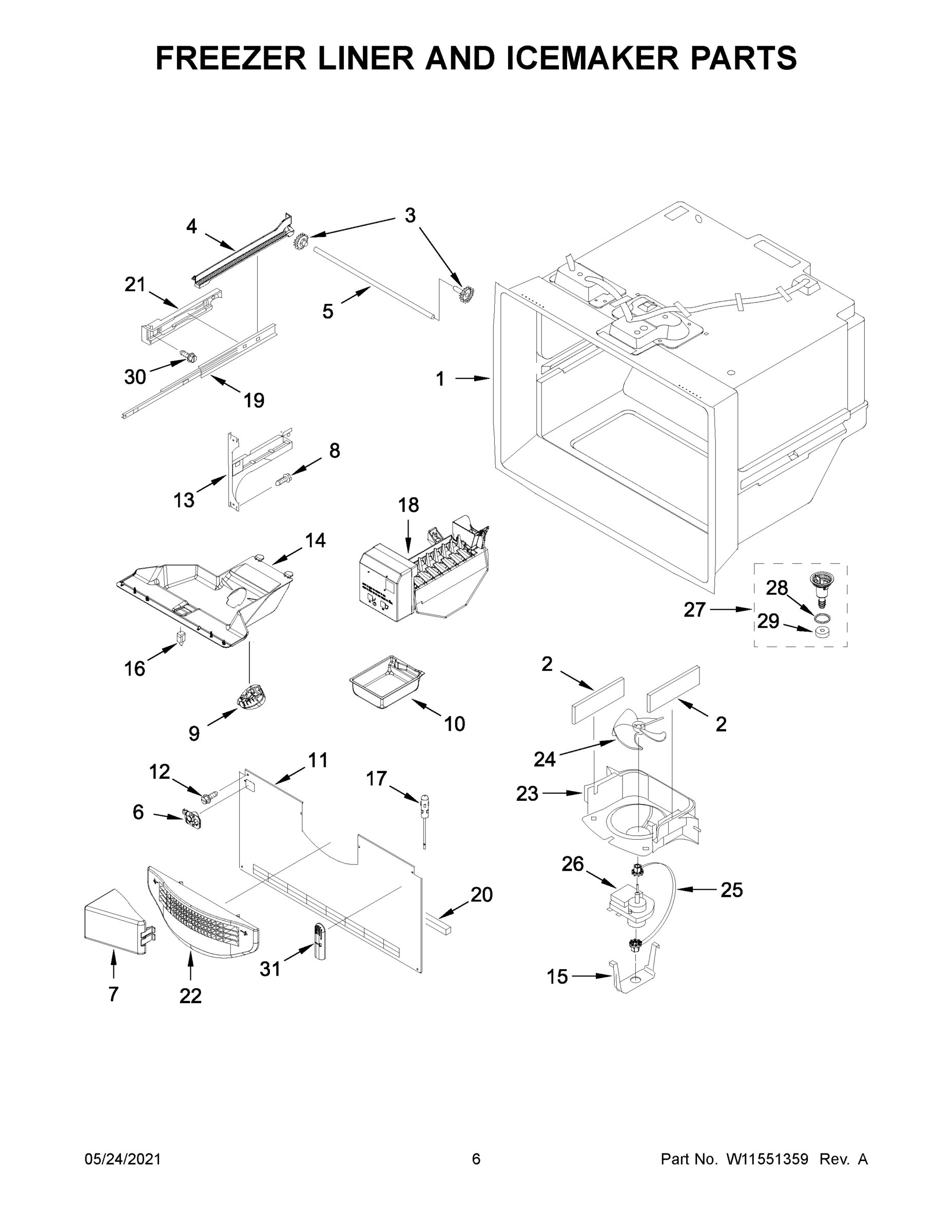 04 - FREEZER LINER AND ICEMAKER PARTS