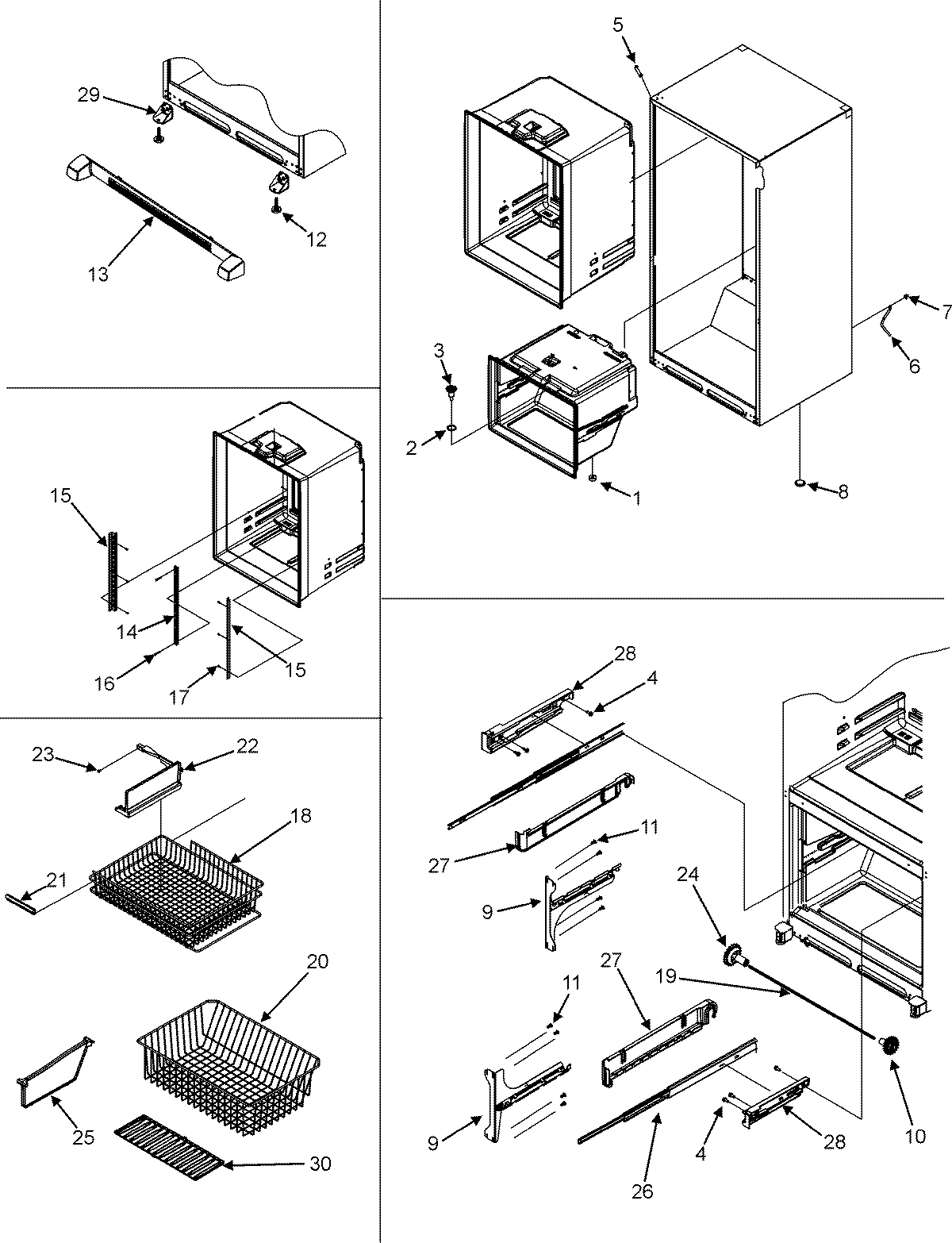 08 - INTERIOR CABINET/FRZ SHELVES/TOE GRILLE