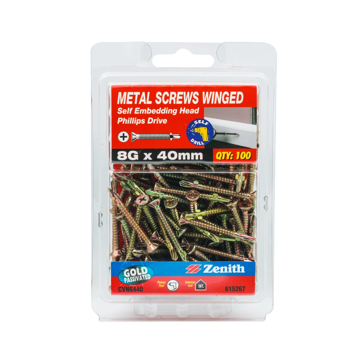 ZENITH® 8G x 40mm Gold Passivated Metal Screws – 100 Pack