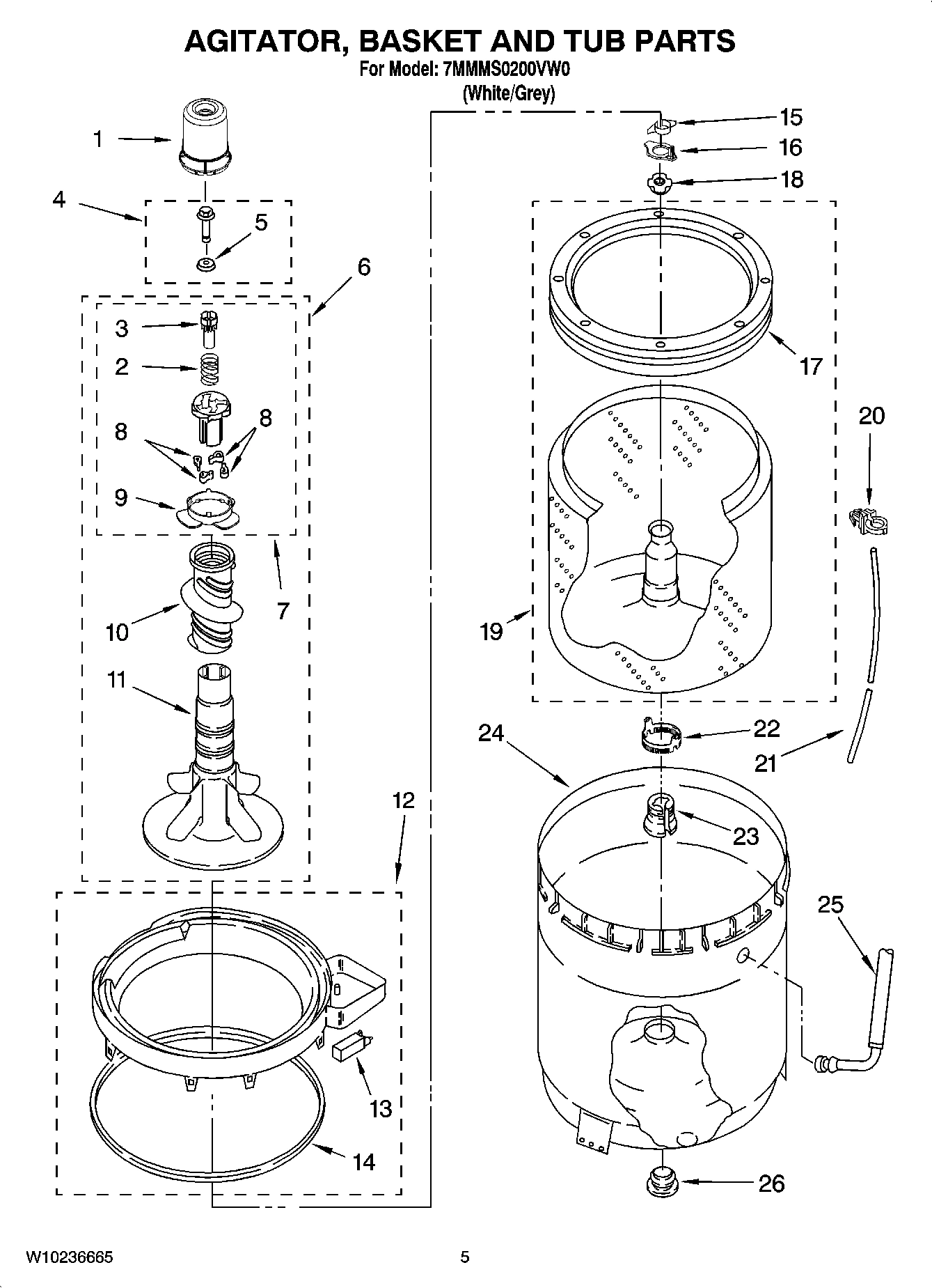 03 - AGITATOR, BASKET AND TUB PARTS