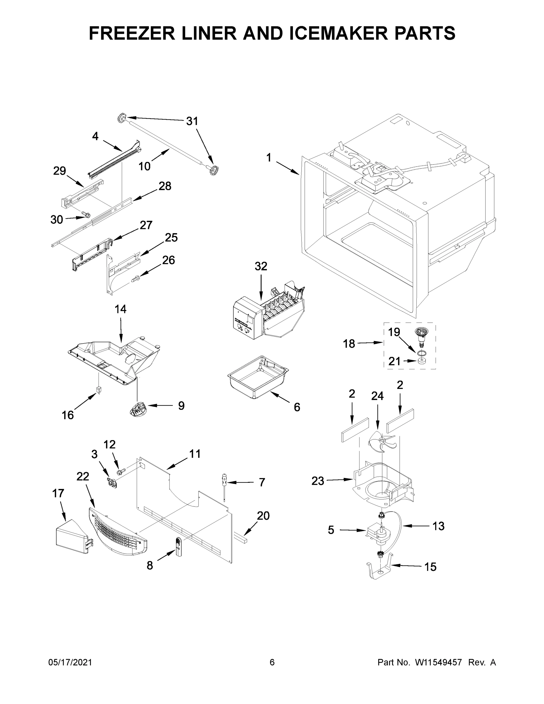 04 - FREEZER LINER AND ICEMAKER PARTS