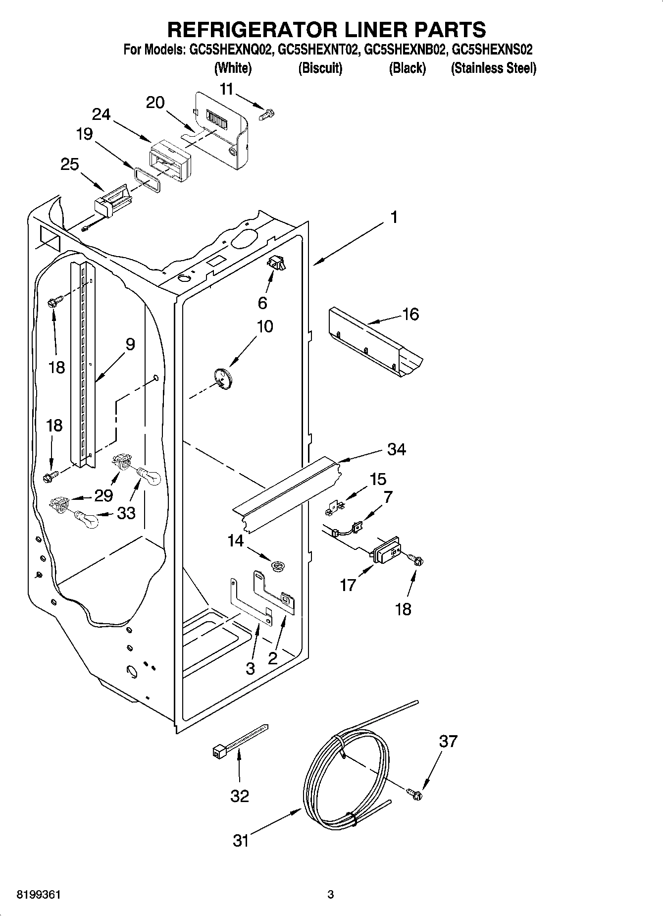 02 - REFRIGERATOR LINER PARTS