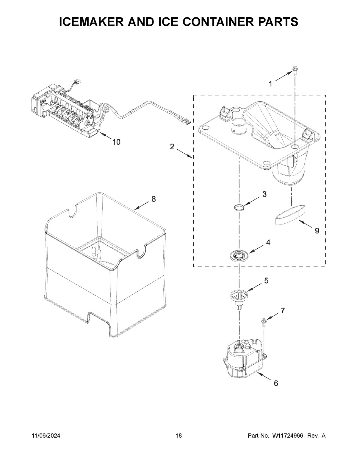 10 - ICEMAKER AND ICE CONTAINER PARTS
