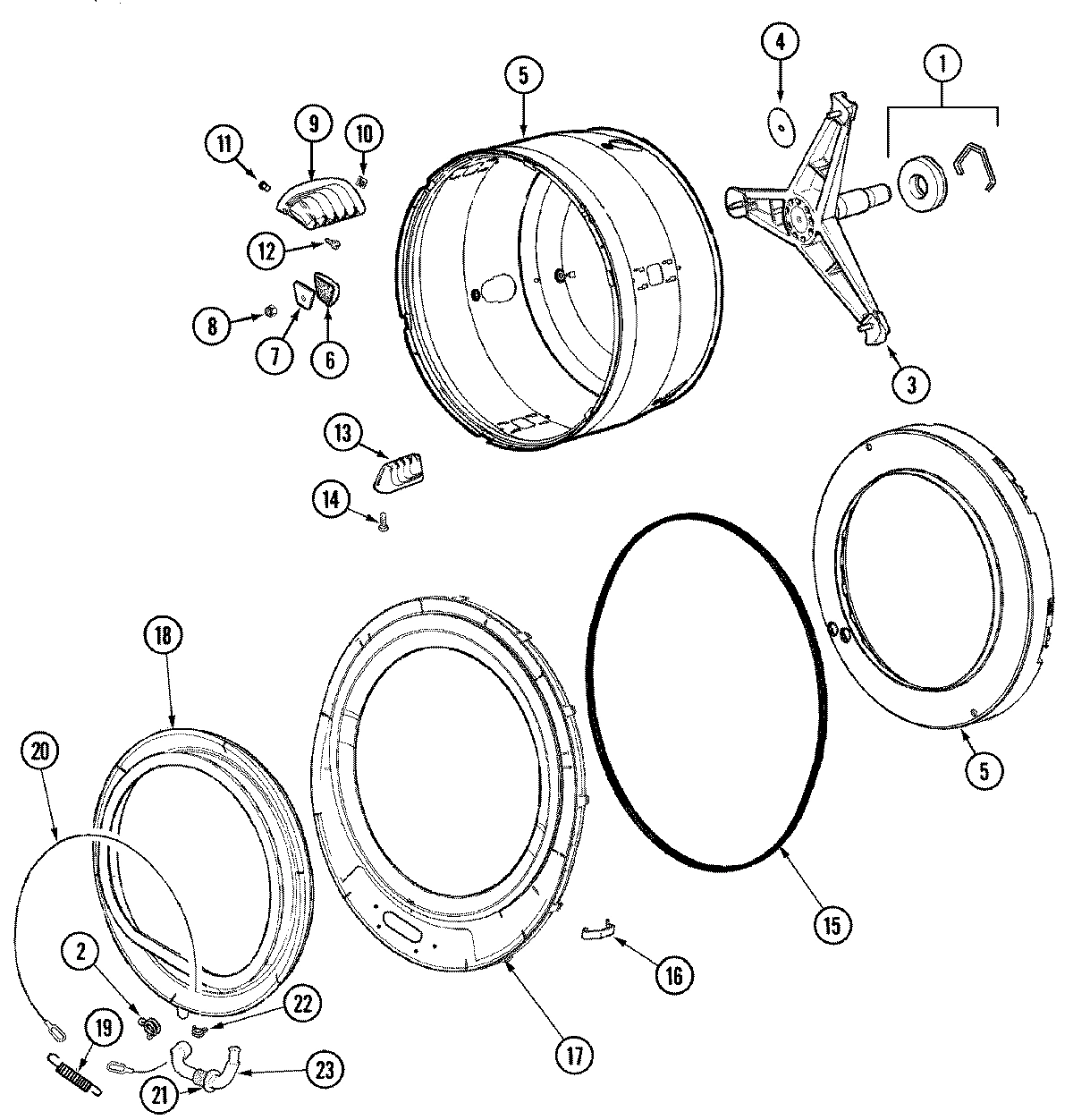 16 - SPINNER ASSEMBLY & OUTER TUB COVER(WASH)