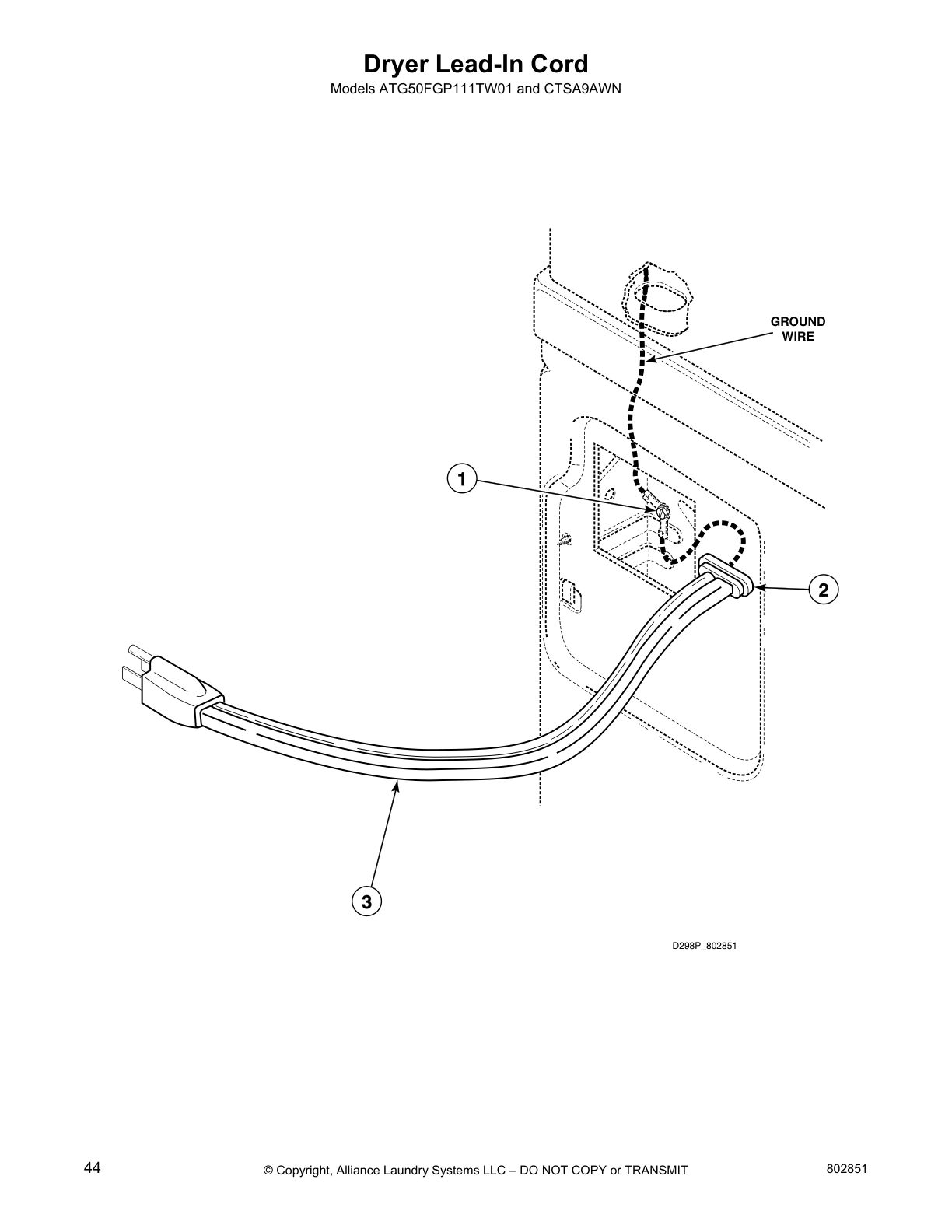 Dryer Lead-In Cord