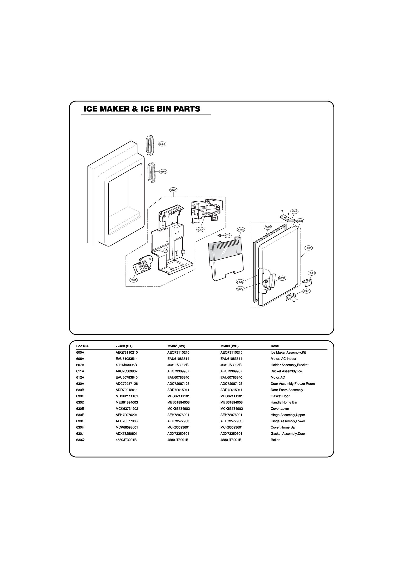 ICE MAKER & ICE BIN PARTS