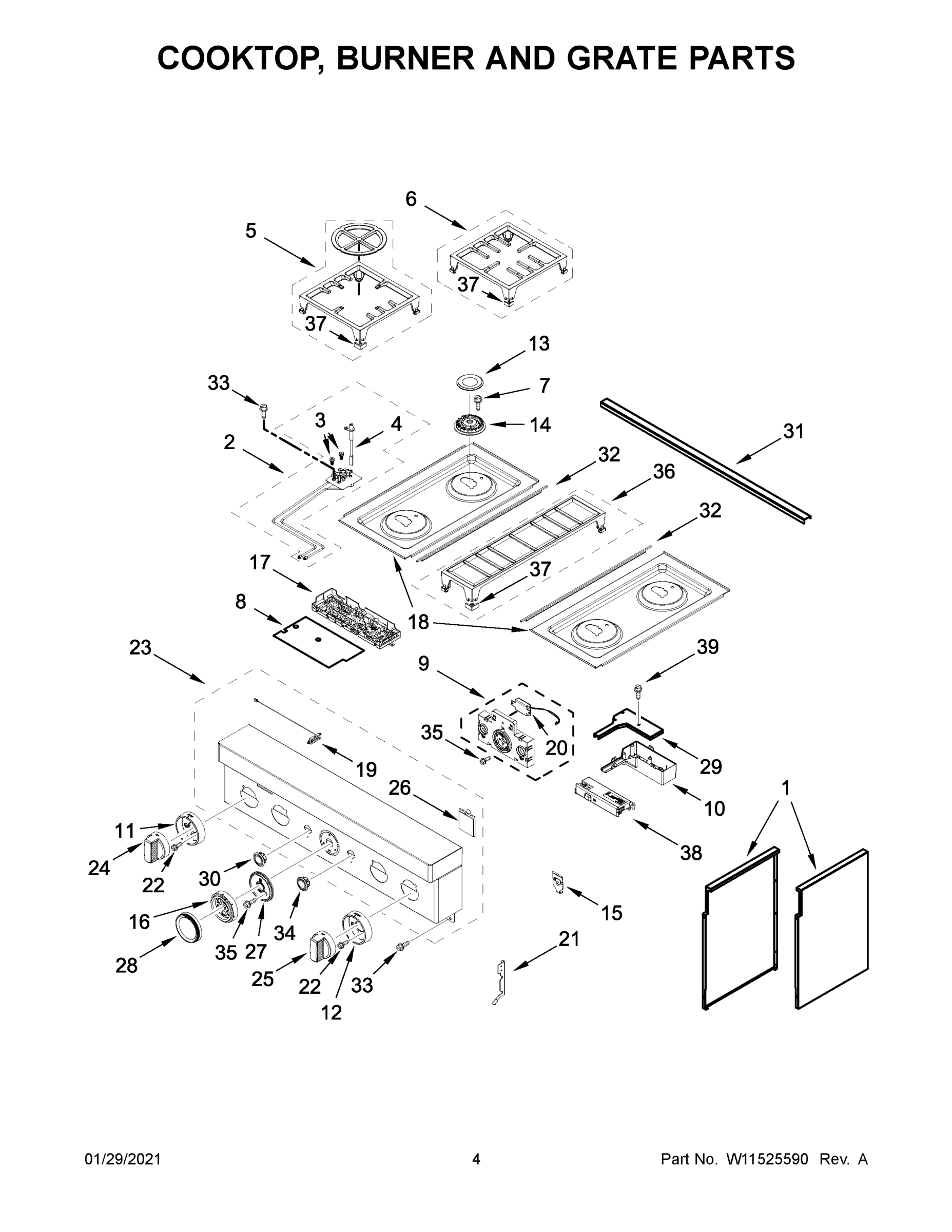 03 - COOKTOP, BURNER AND GRATE PARTS