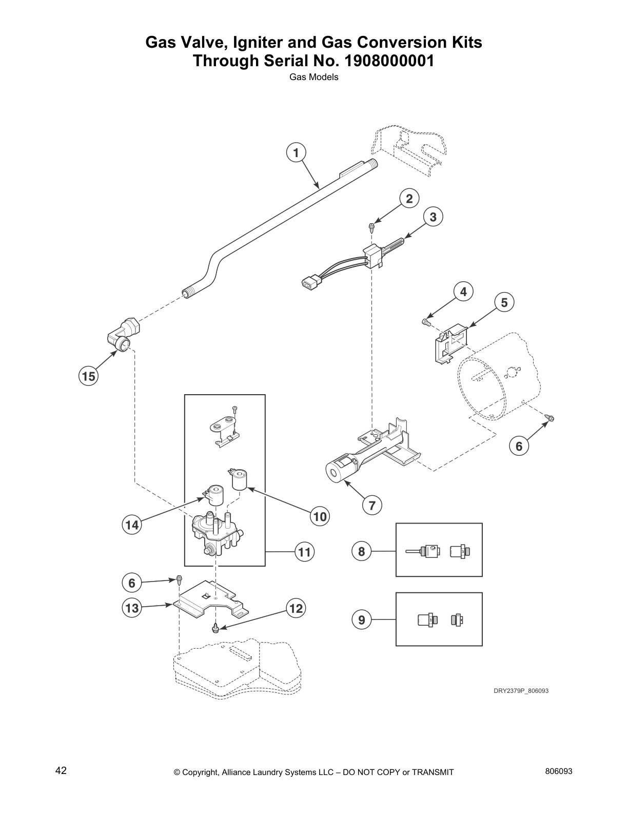 Gas Valve, Igniter and Gas Conversion Kits
Through Serial No. 1908000001