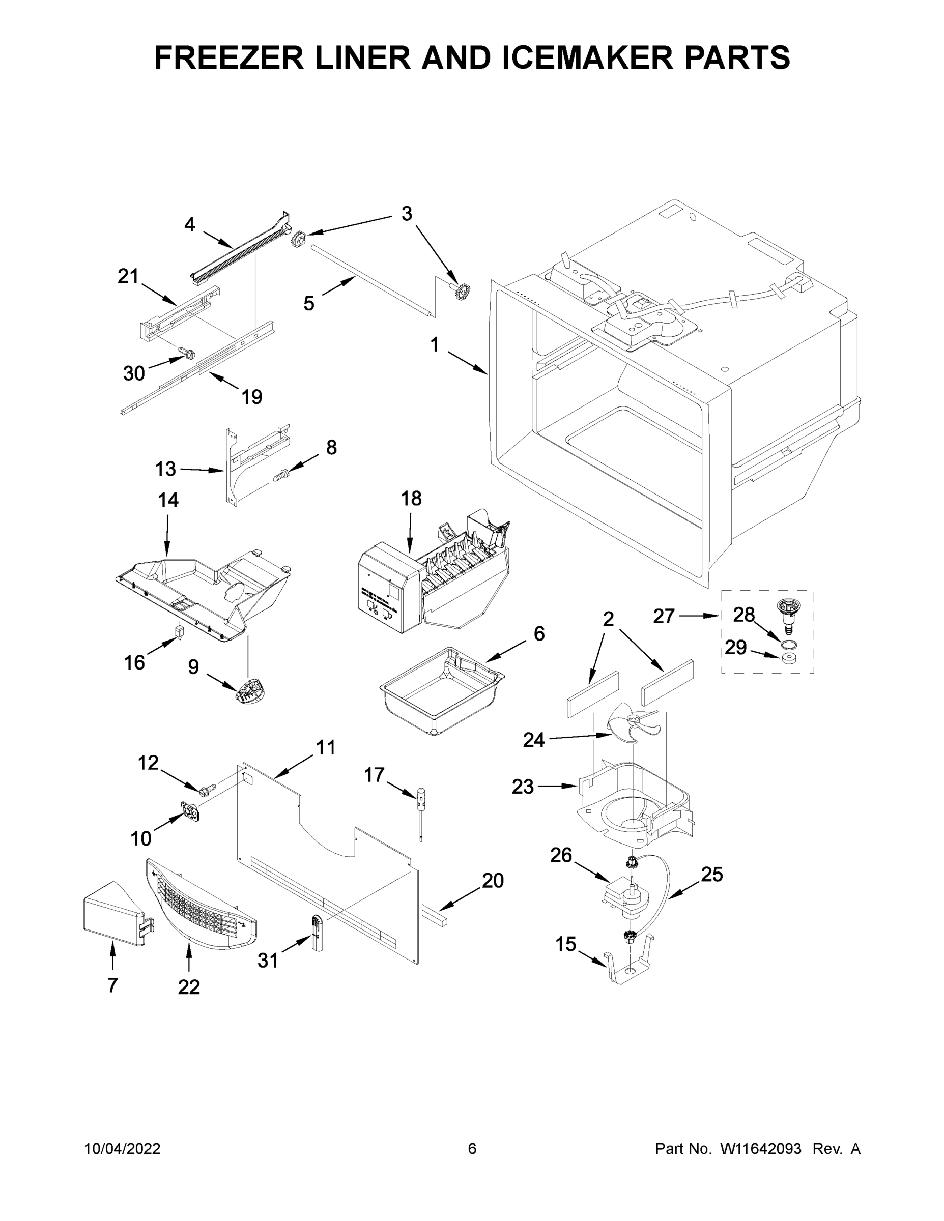 04 - FREEZER LINER AND ICEMAKER PARTS