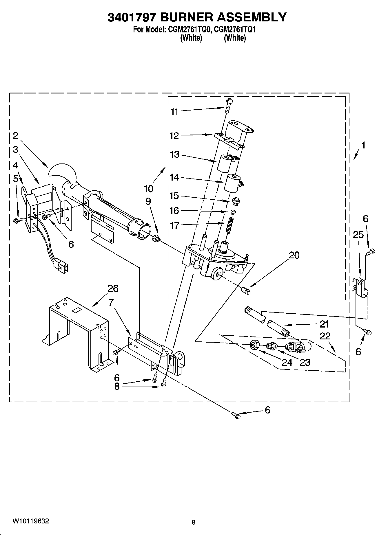 04 - 3401797 BURNER ASSEMBLY, OPTIONAL PARTS (NOT INCLUDED)