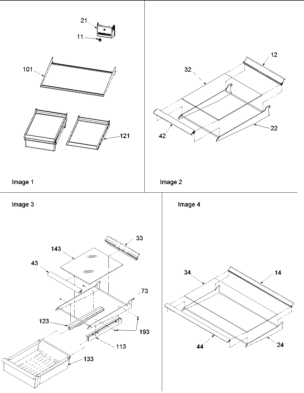 11 - Refrig. Feature, Shelf & Meatkeeper Assy