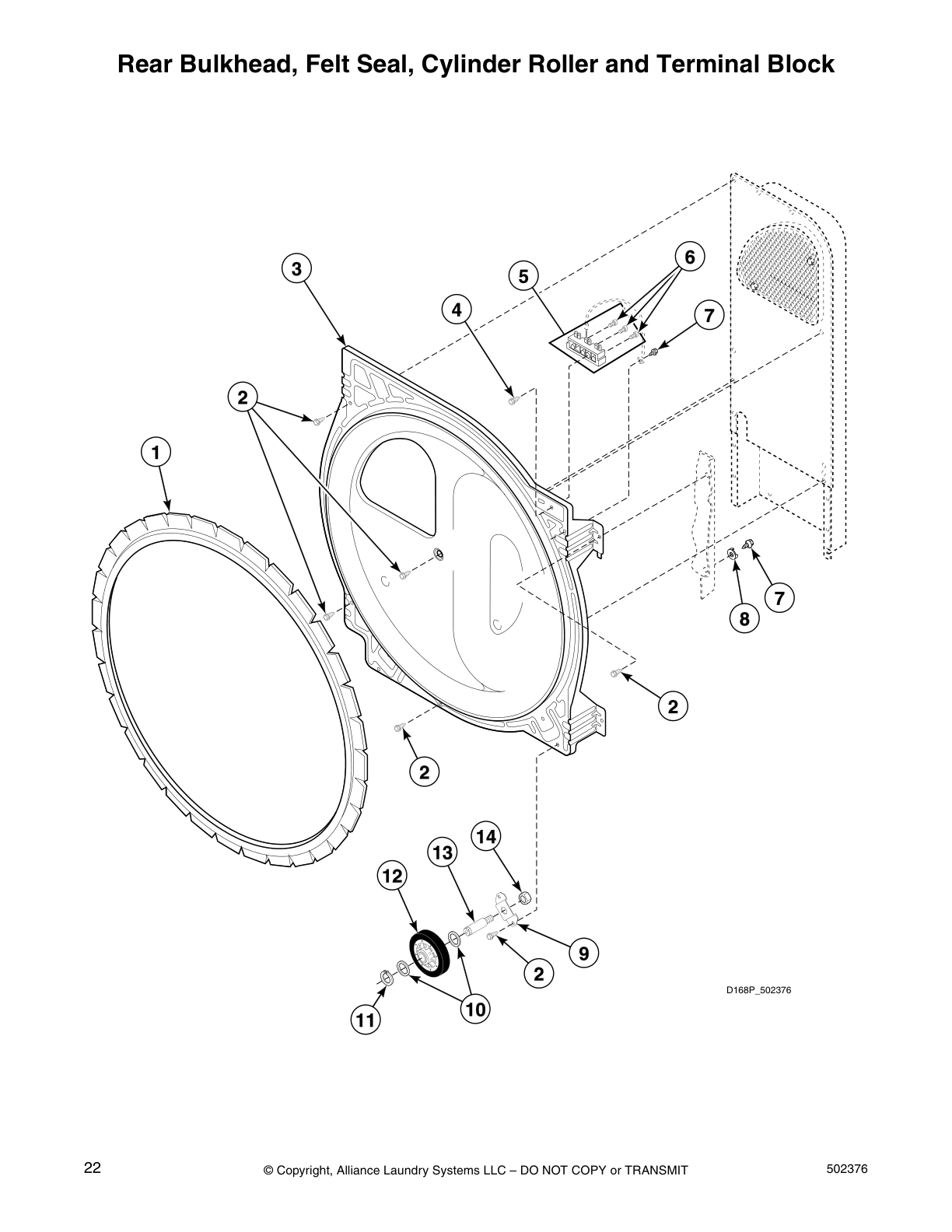 Rear Bulkhead, Felt Seal, Cylinder Roller and Terminal Block