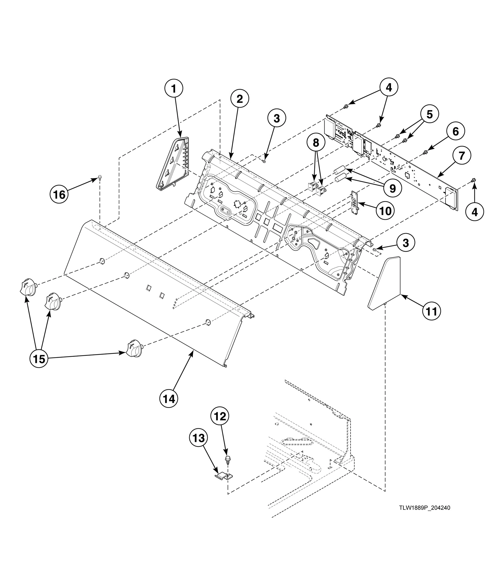 Graphic Panel, Control Support Panel and Controls Starting Serial No. 1810000001