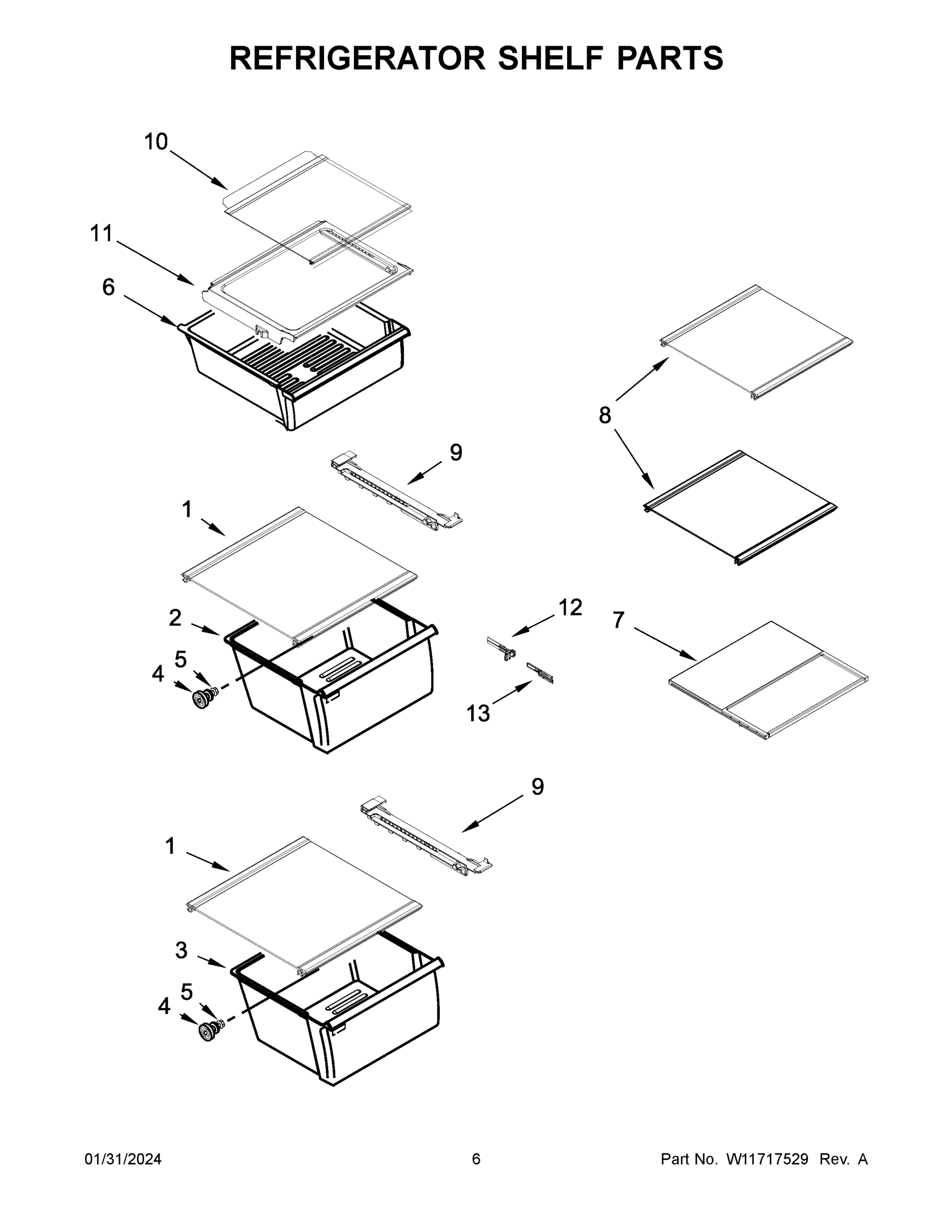 04 - REFRIGERATOR SHELF PARTS