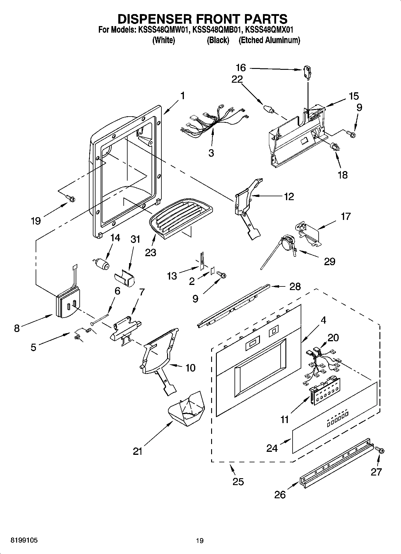 12 - DISPENSER AND FRONT PARTS