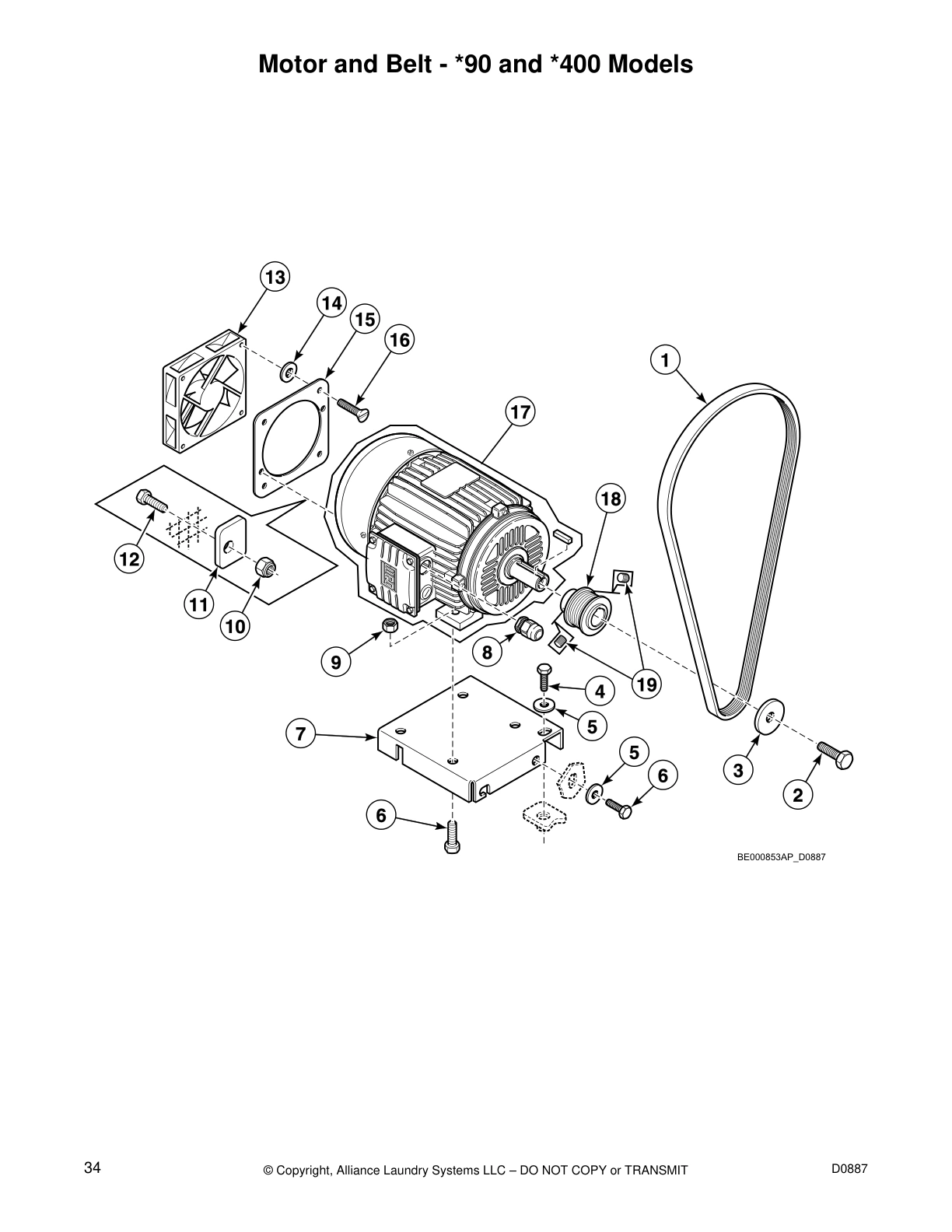 Motor and Belt - *90 and *400 Models
