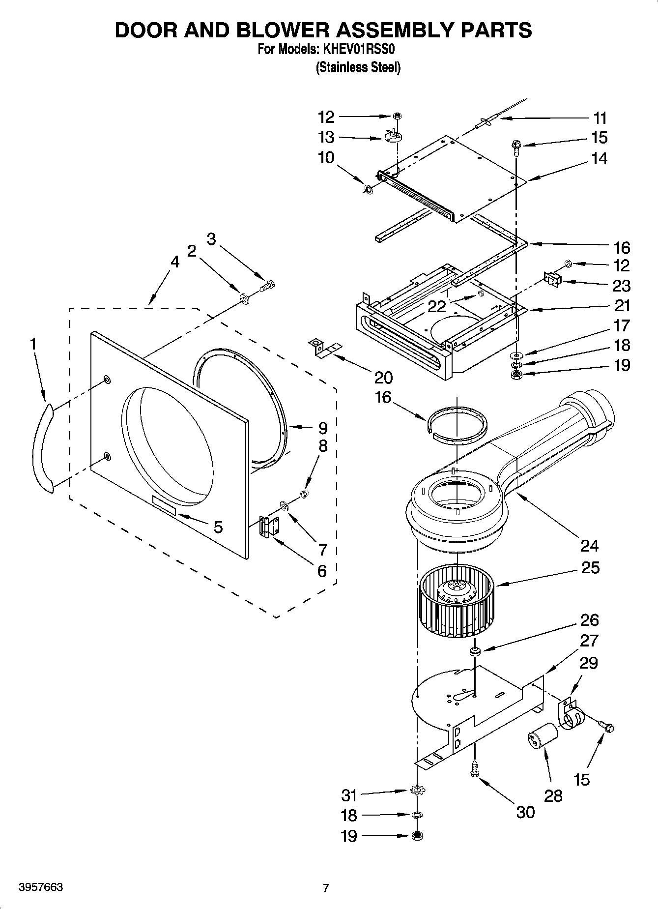 04 - DOOR AND BLOWER ASSEMBLY PARTS, OPTIONAL PARTS (NOT INCLUDED)