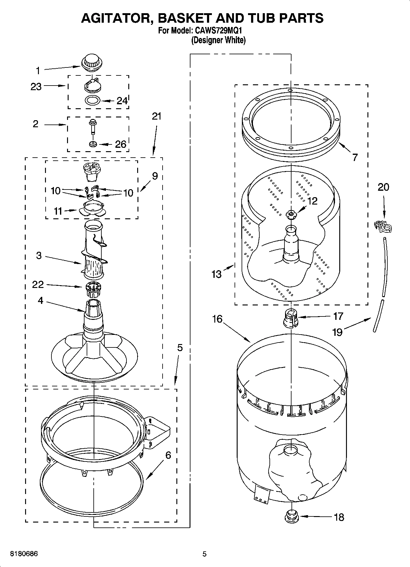 03 - AGITATOR, BASKET AND TUB PARTS