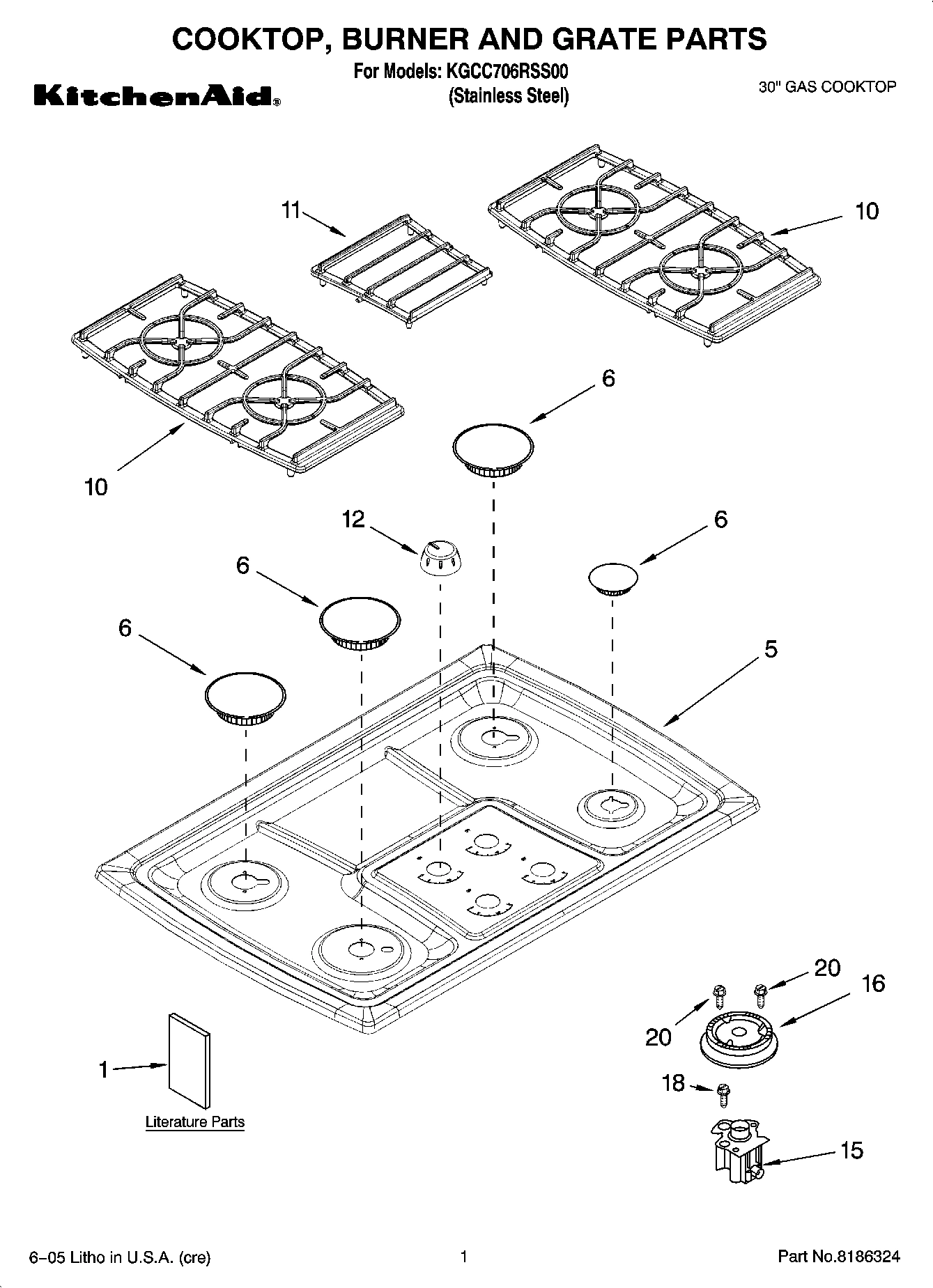 01 - COOKTOP, BURNER AND GRATE PARTS