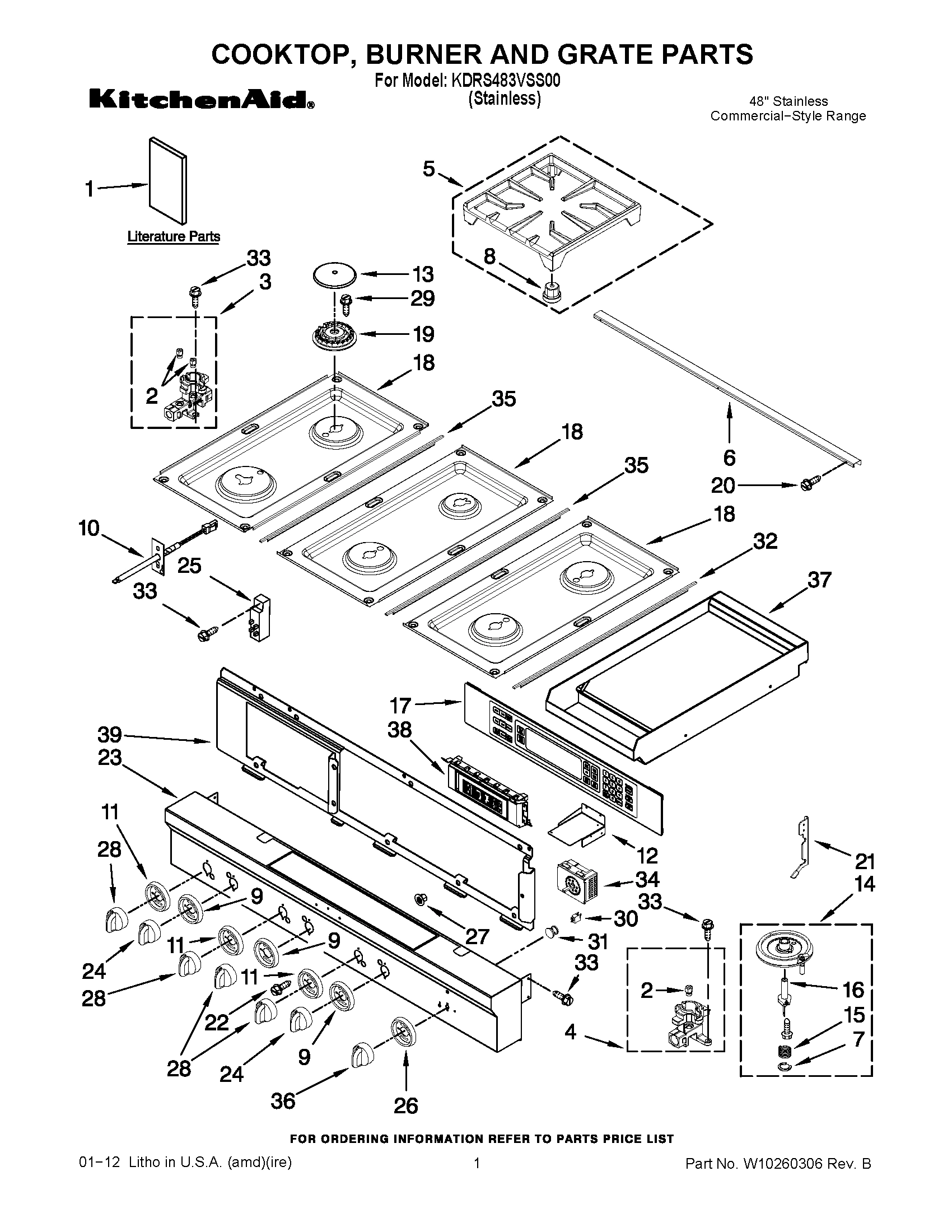 01 - COOKTOP, BURNER AND GRATE PARTS