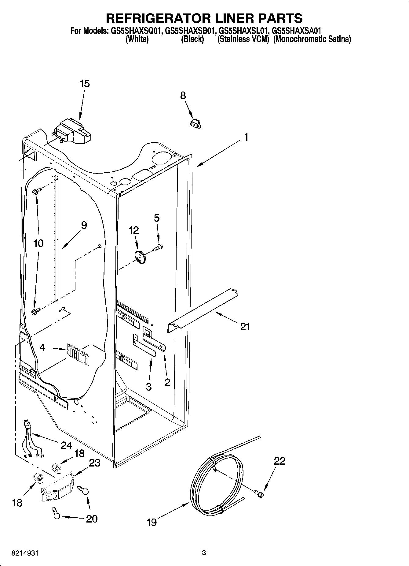 02 - REFRIGERATOR LINER PARTS