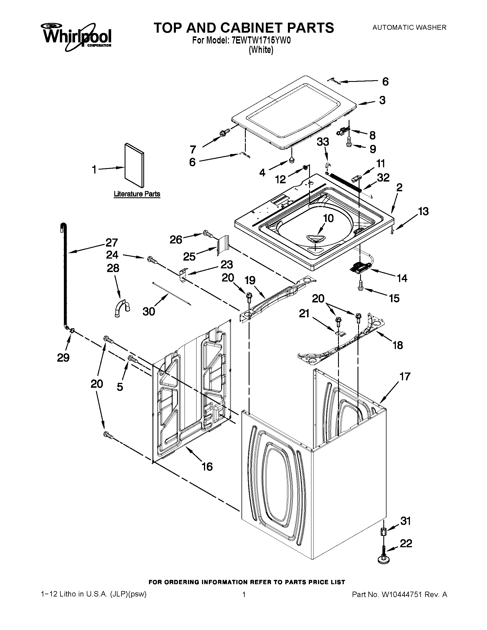 01 - TOP AND CABINET PARTS