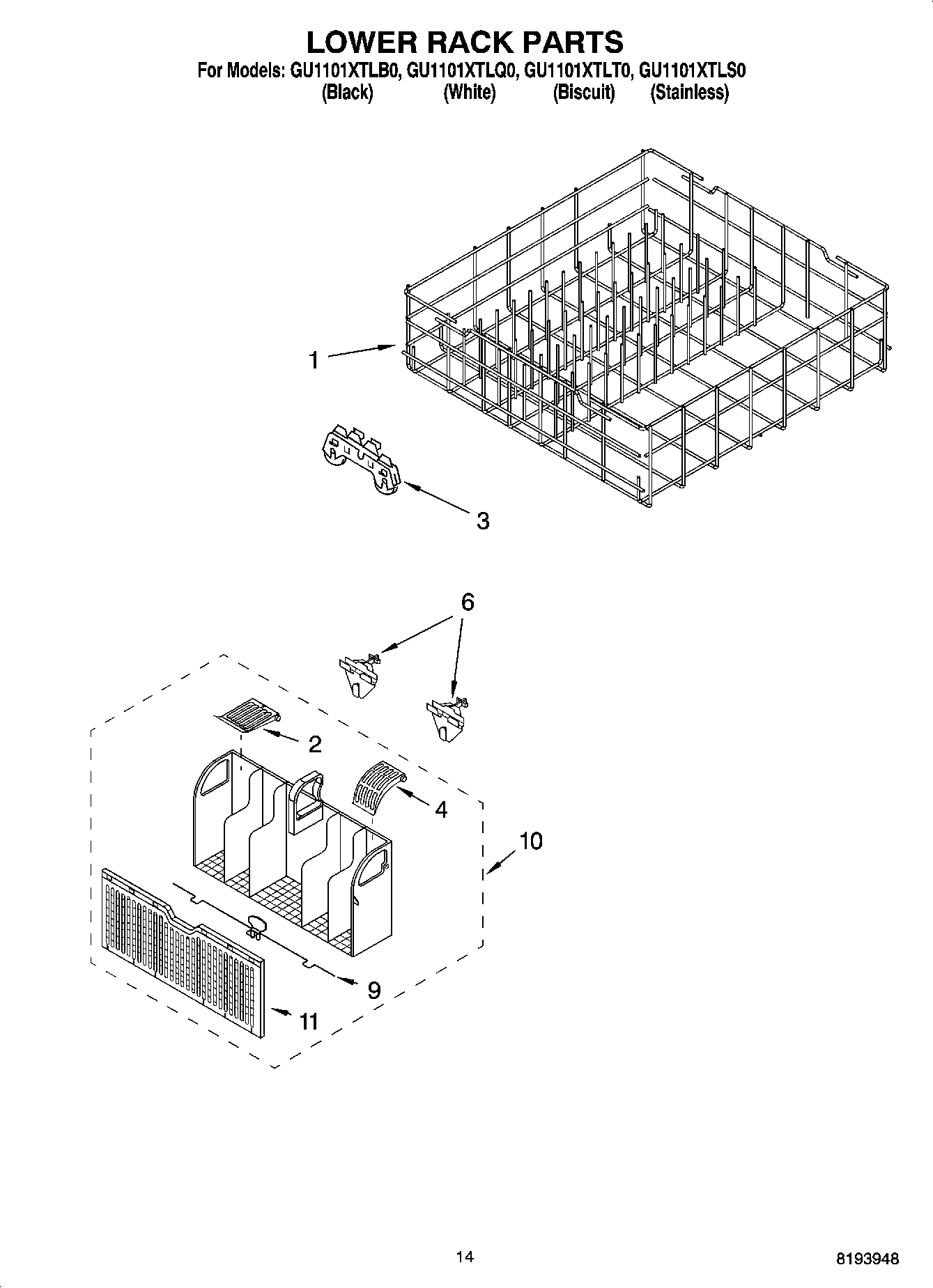 11 - LOWER RACK PARTS
