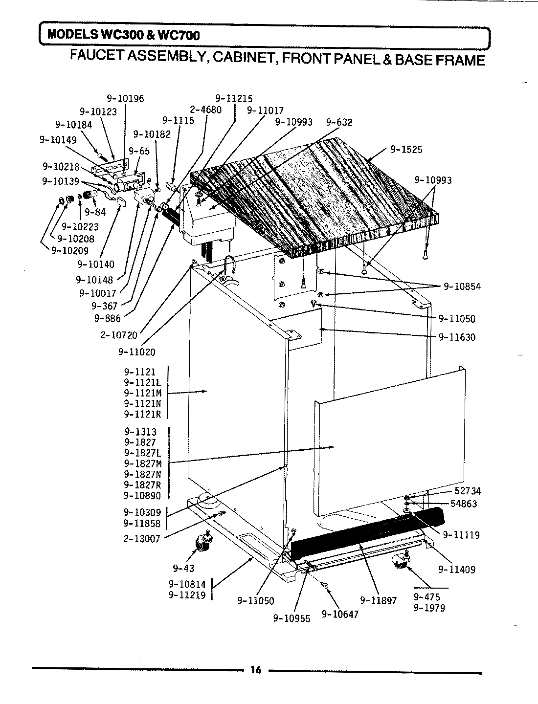 09 - FAUCET ASSY, CABINET, FRONT PANEL & BASE