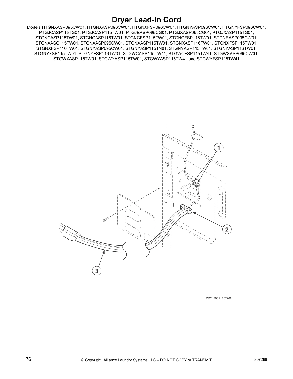 Dryer Lead-In Cord