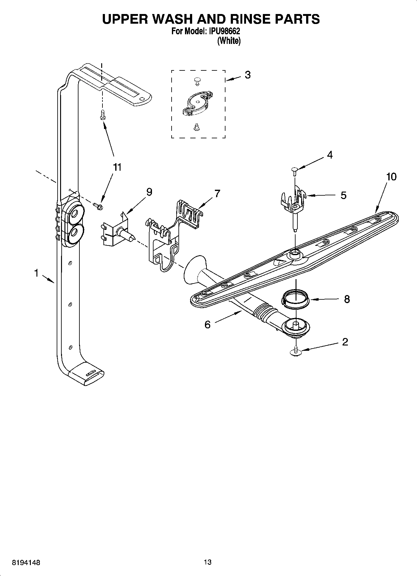 10 - UPPER WASH AND RINSE PARTS