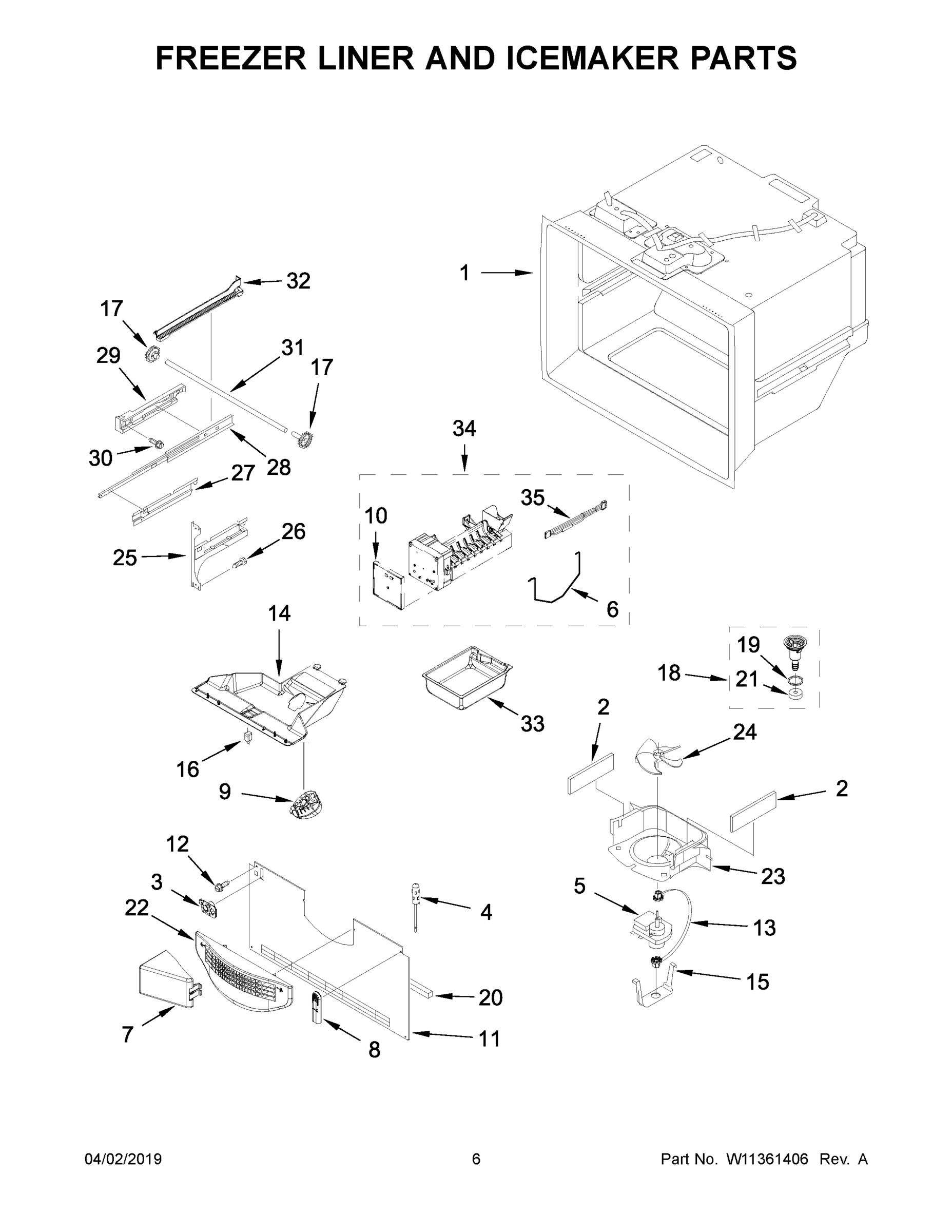 04 - FREEZER LINER AND ICEMAKER PARTS