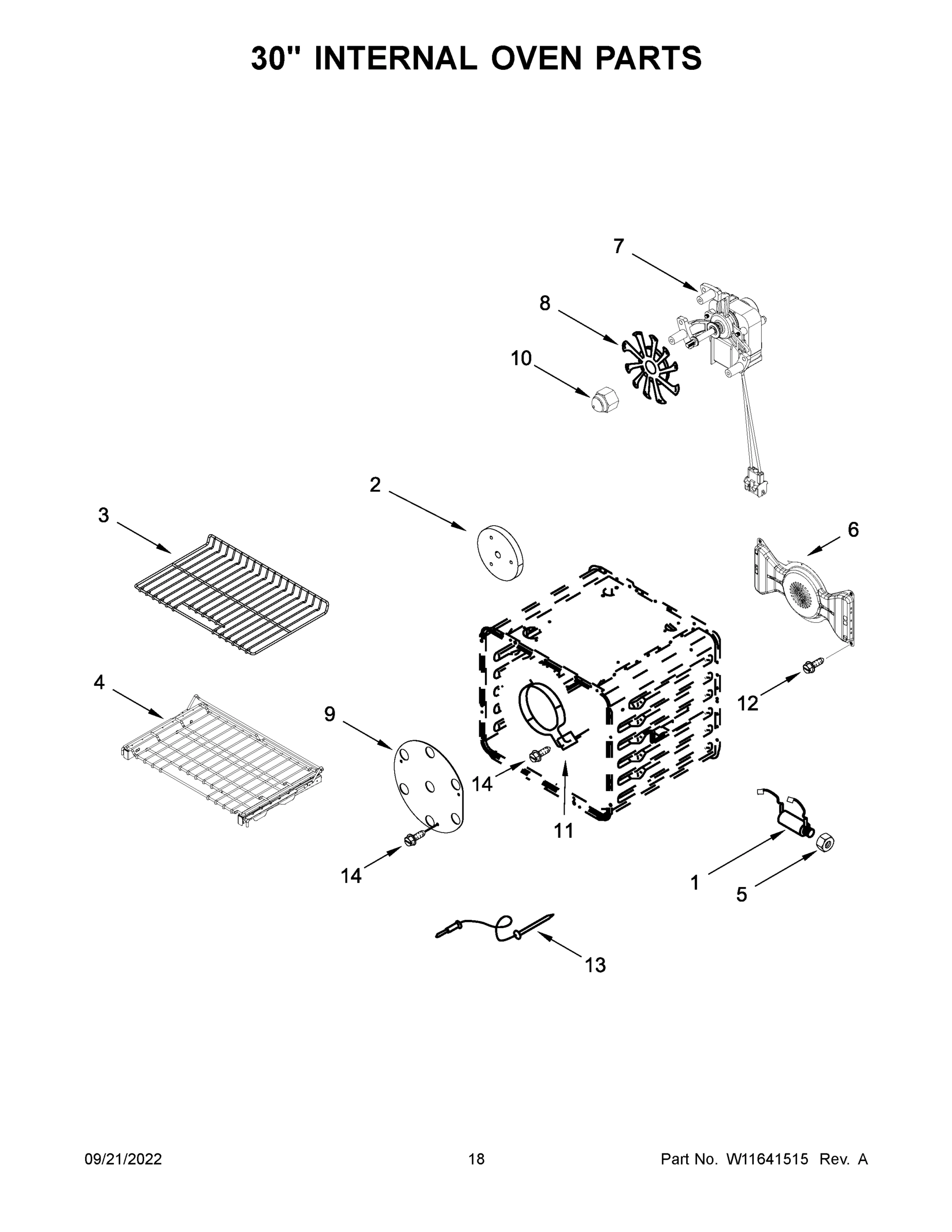 10 - 30" INTERNAL OVEN PARTS