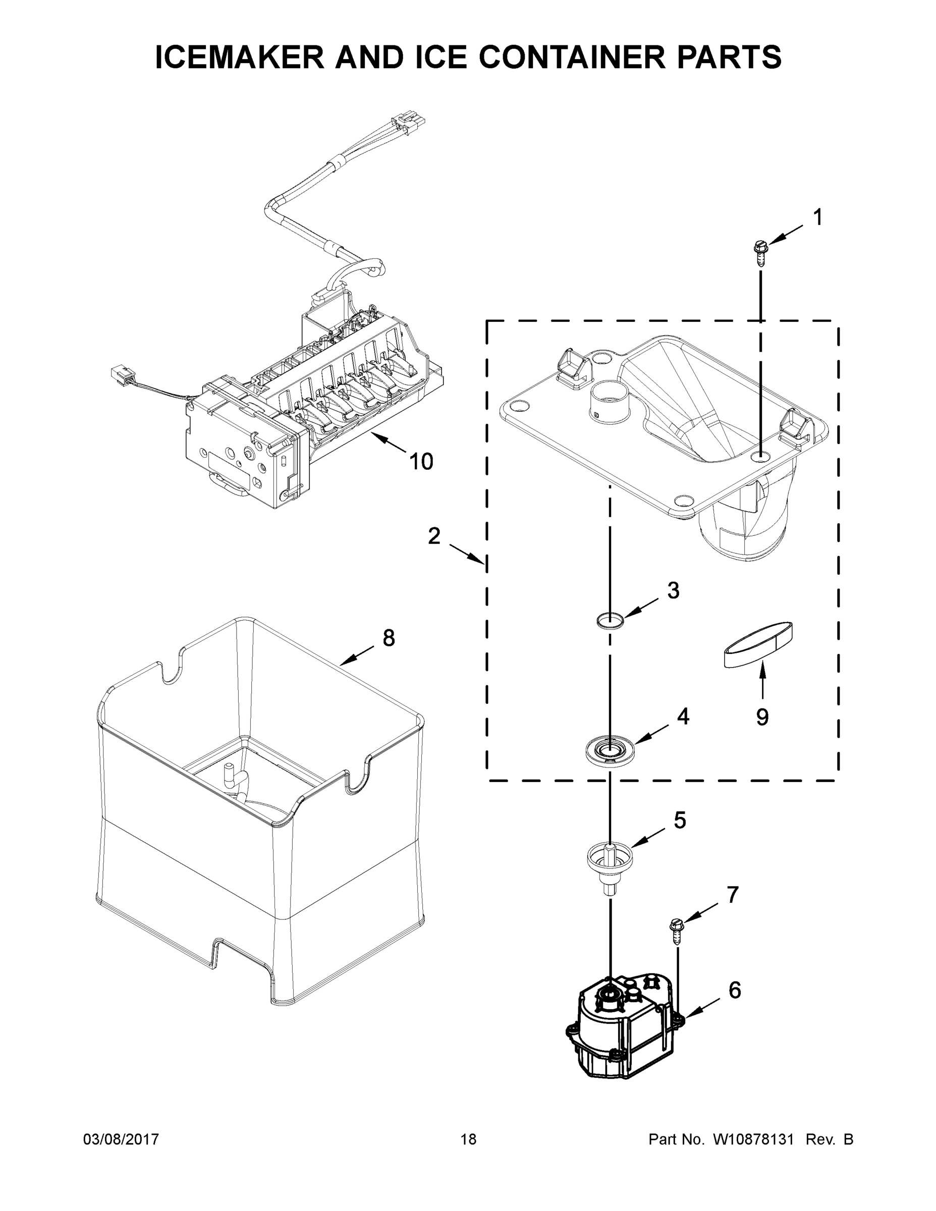10 - ICEMAKER AND ICE CONTAINER PARTS