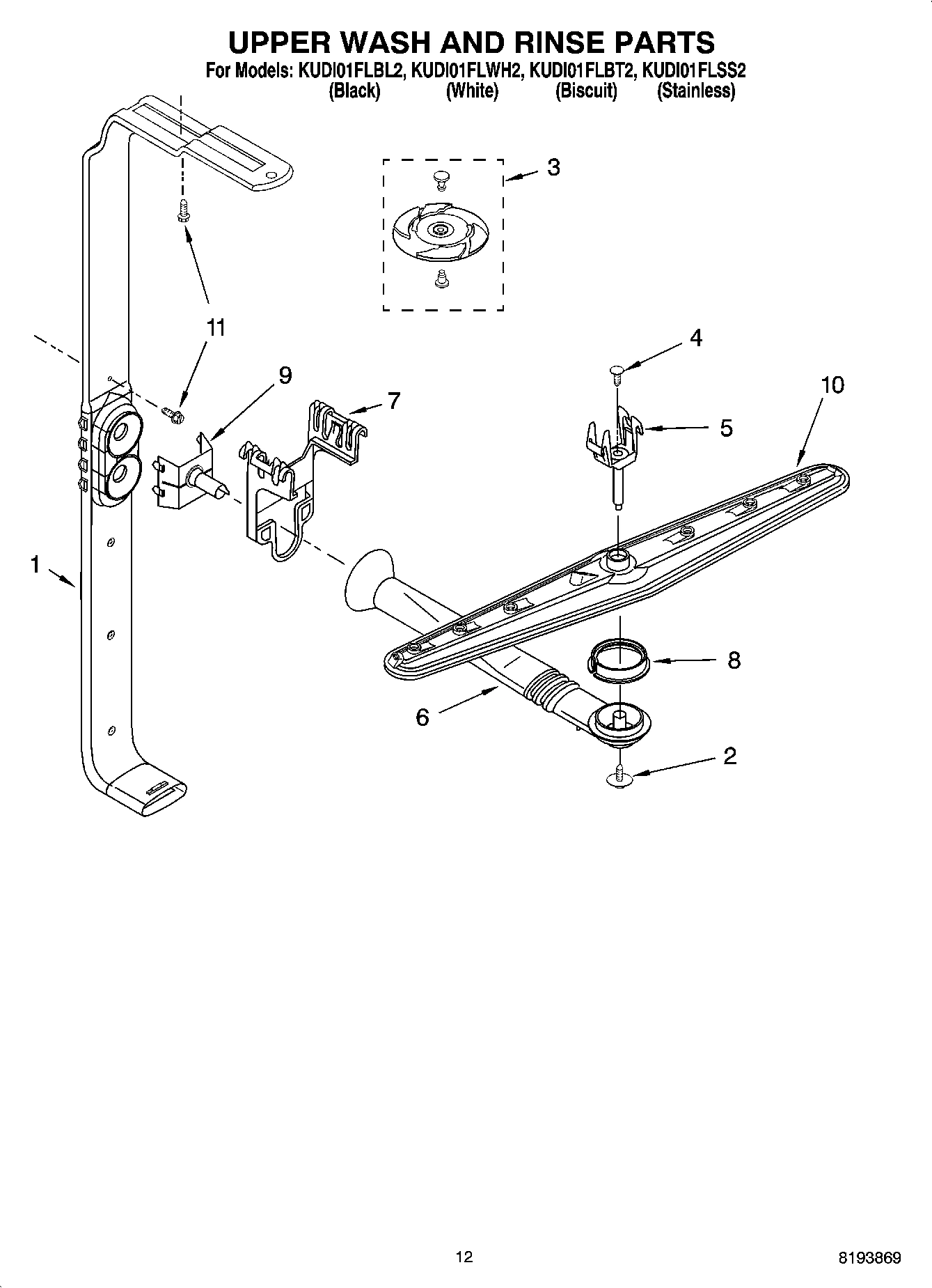 10 - UPPER WASH AND RINSE PARTS