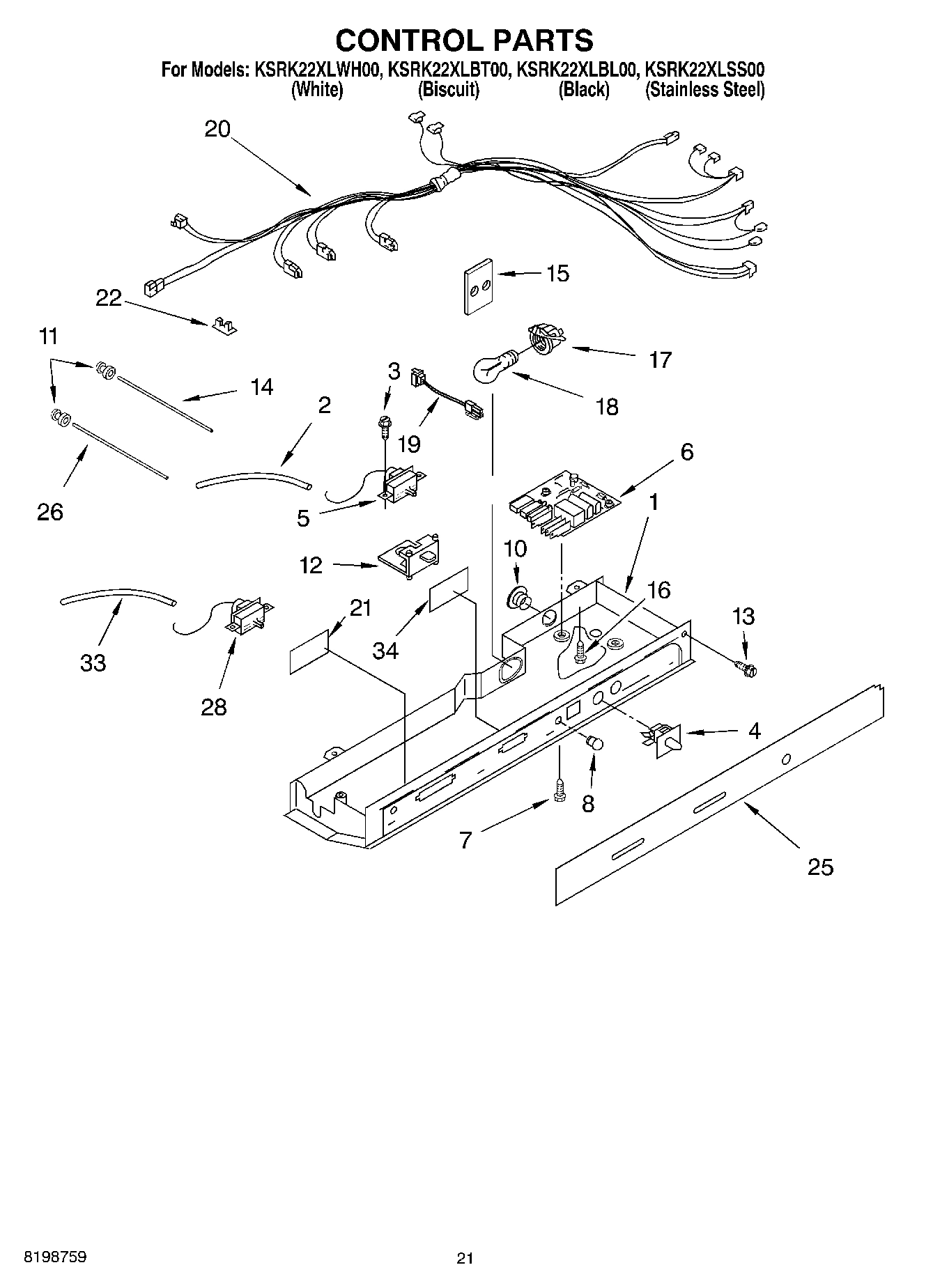 12 - CONTROL PARTS, PARTS NOT ILLUSTRATED
