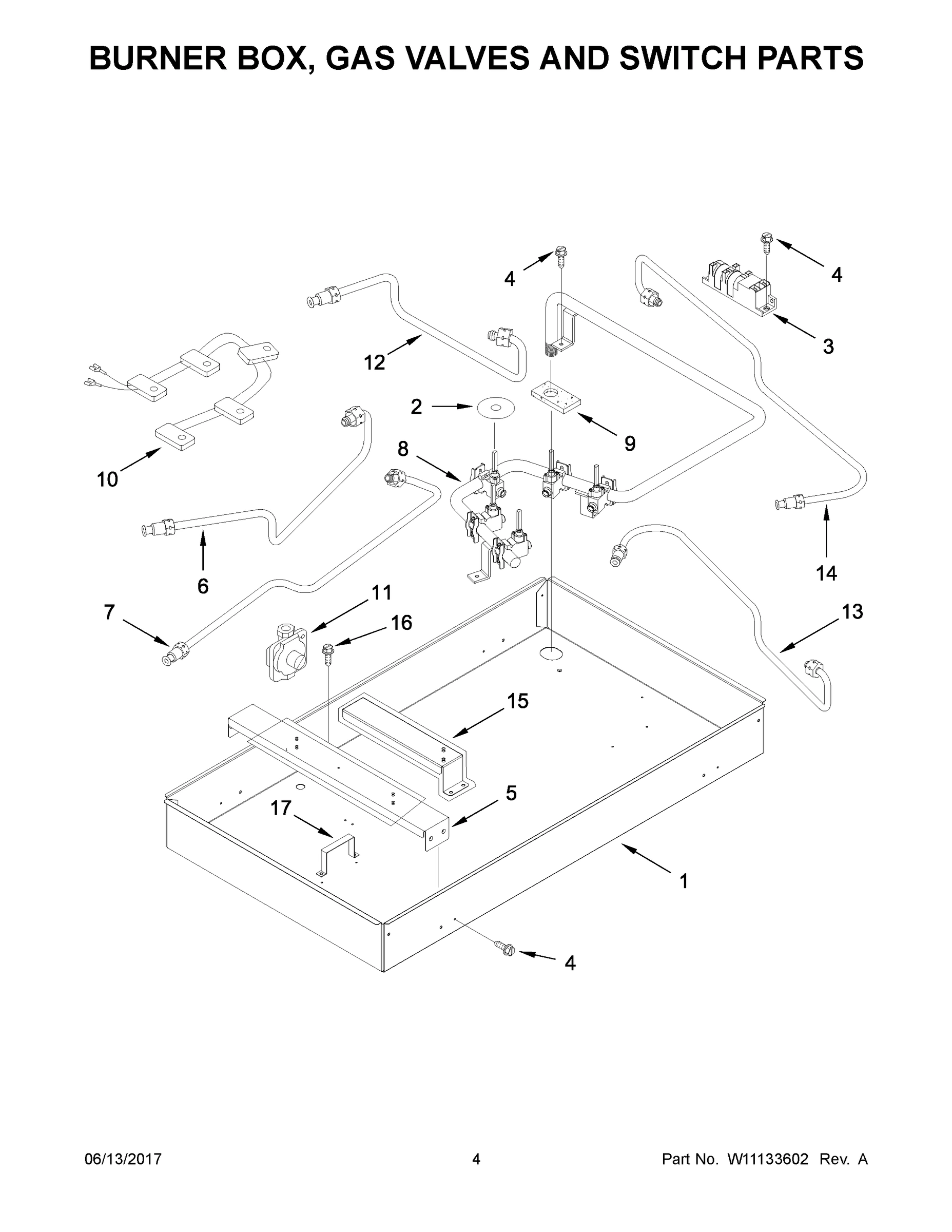 03 - BURNER BOX, GAS VALVES AND SWITCH PARTS
