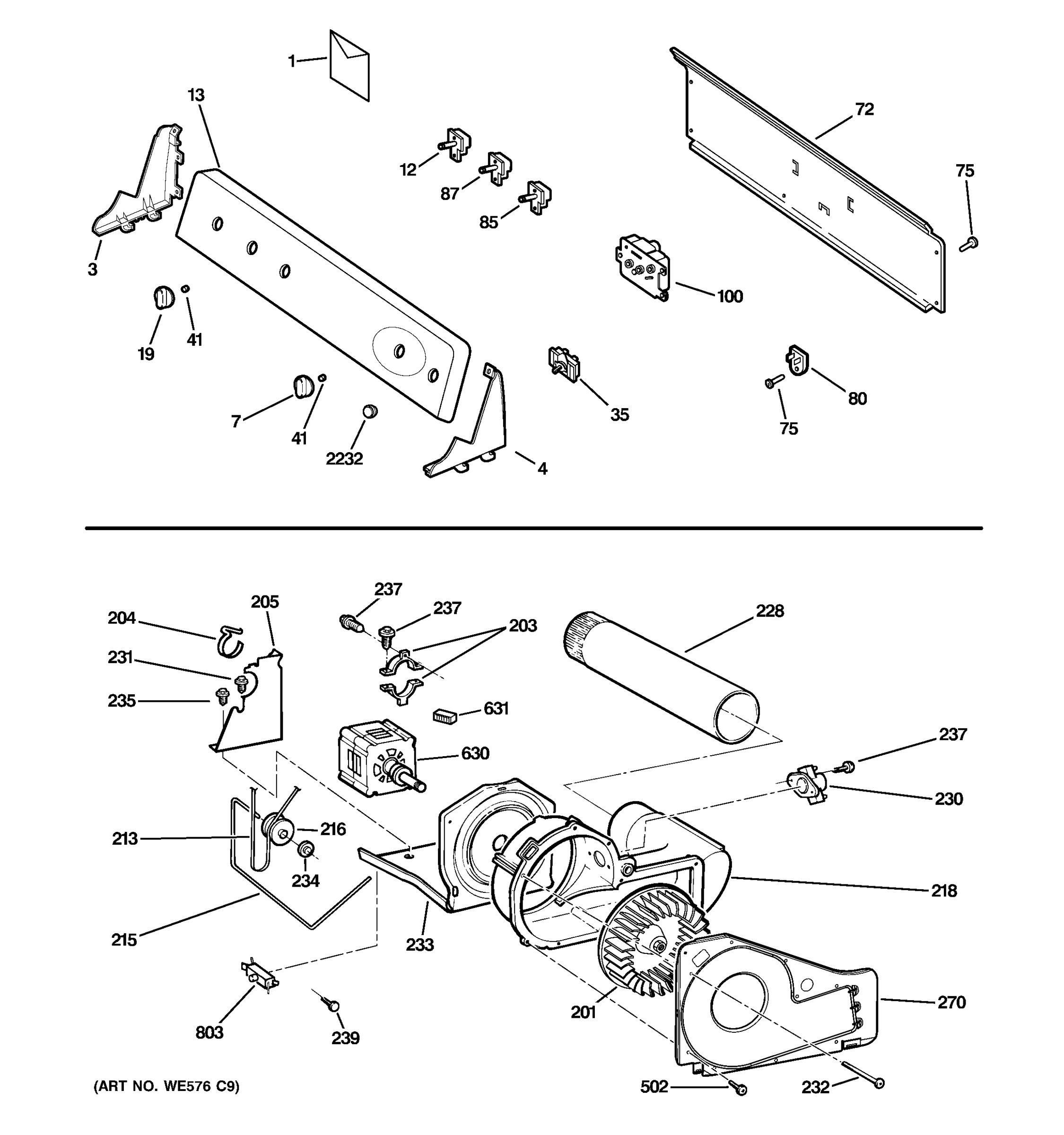 BACKSPLASH, BLOWER & MOTOR ASSEMBLY