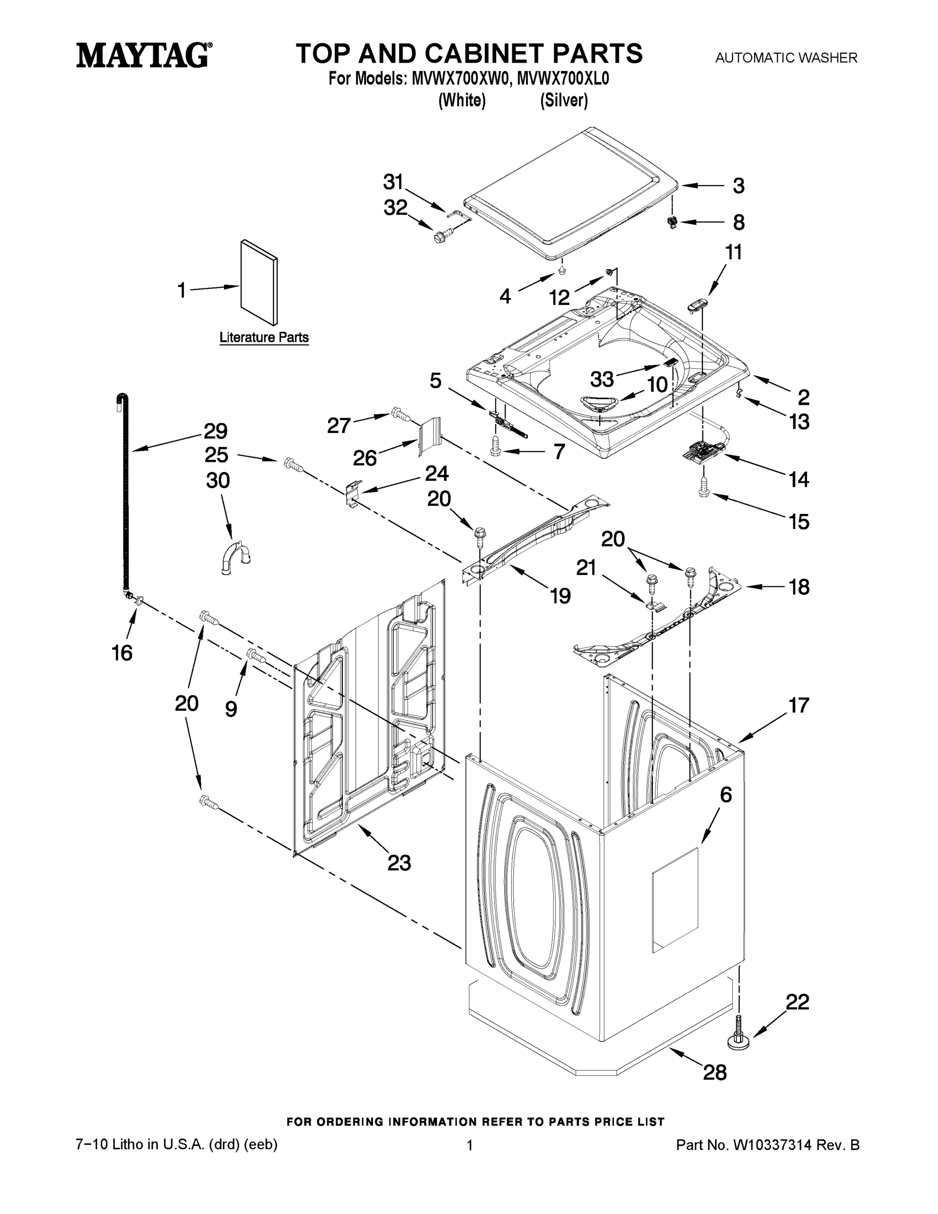 01 - TOP AND CABINET PARTS