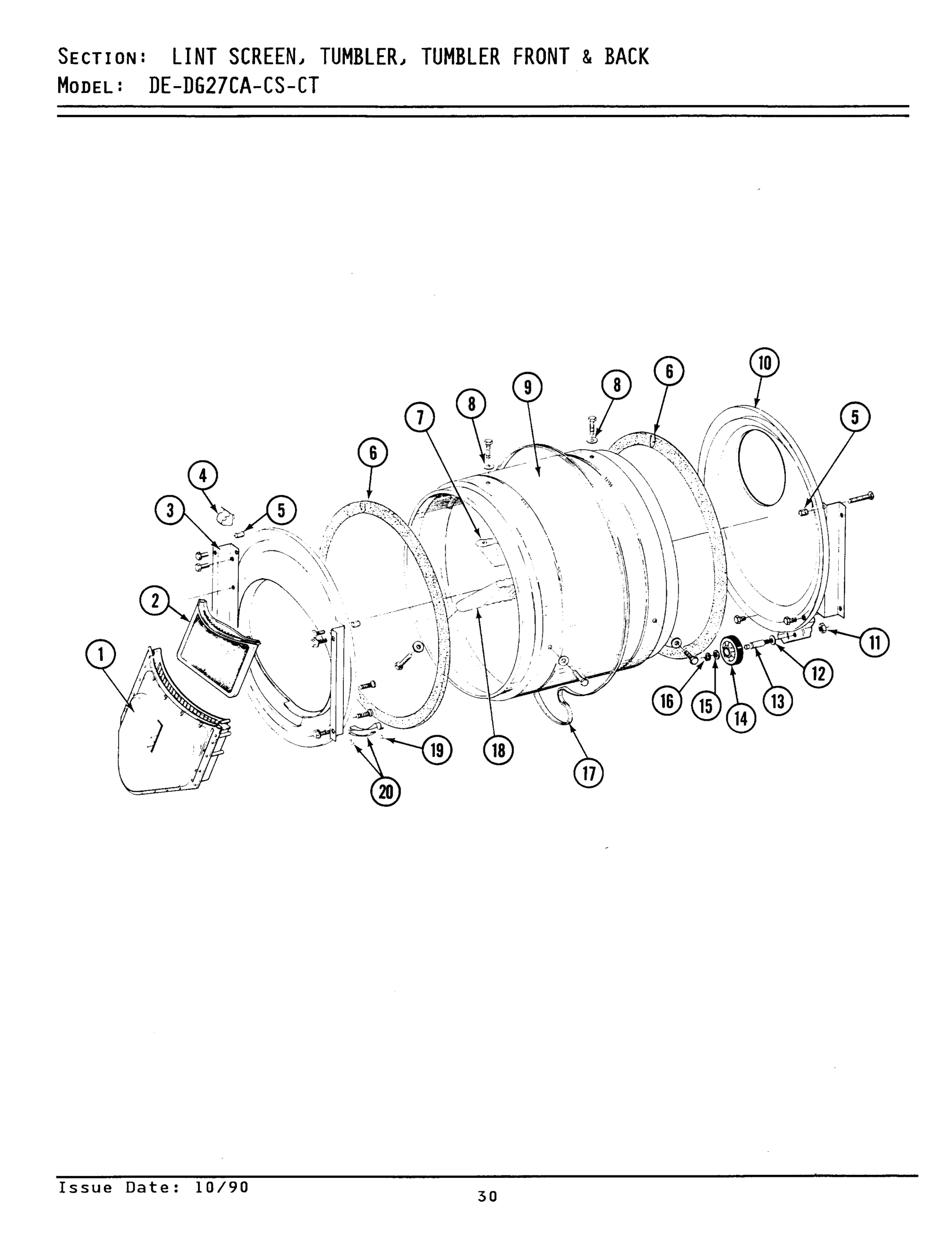 01 - LINT SCREEN, TUMBLER (FRONT & BACK)
