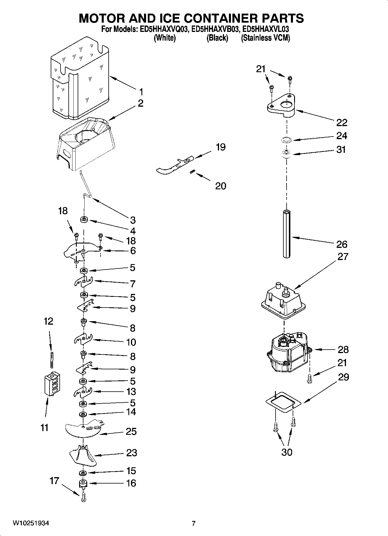 05 - MOTOR AND ICE CONTAINER PARTS