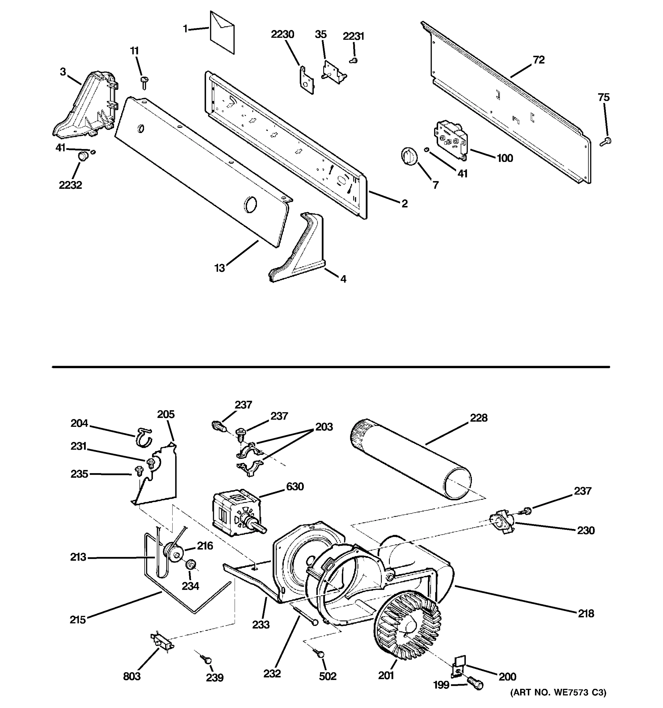 BACKSPLASH, BLOWER & MOTOR