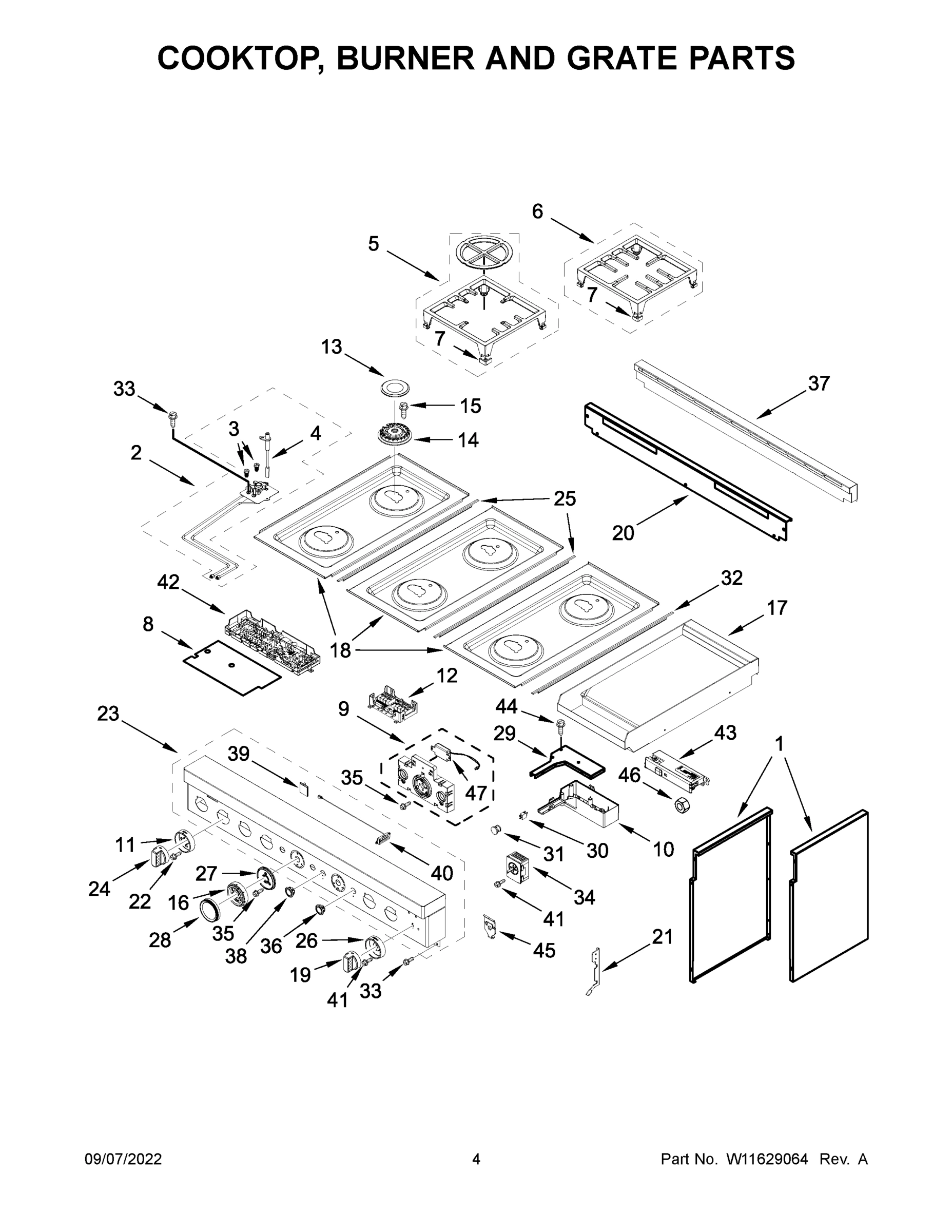 03 - COOKTOP, BURNER AND GRATE PARTS