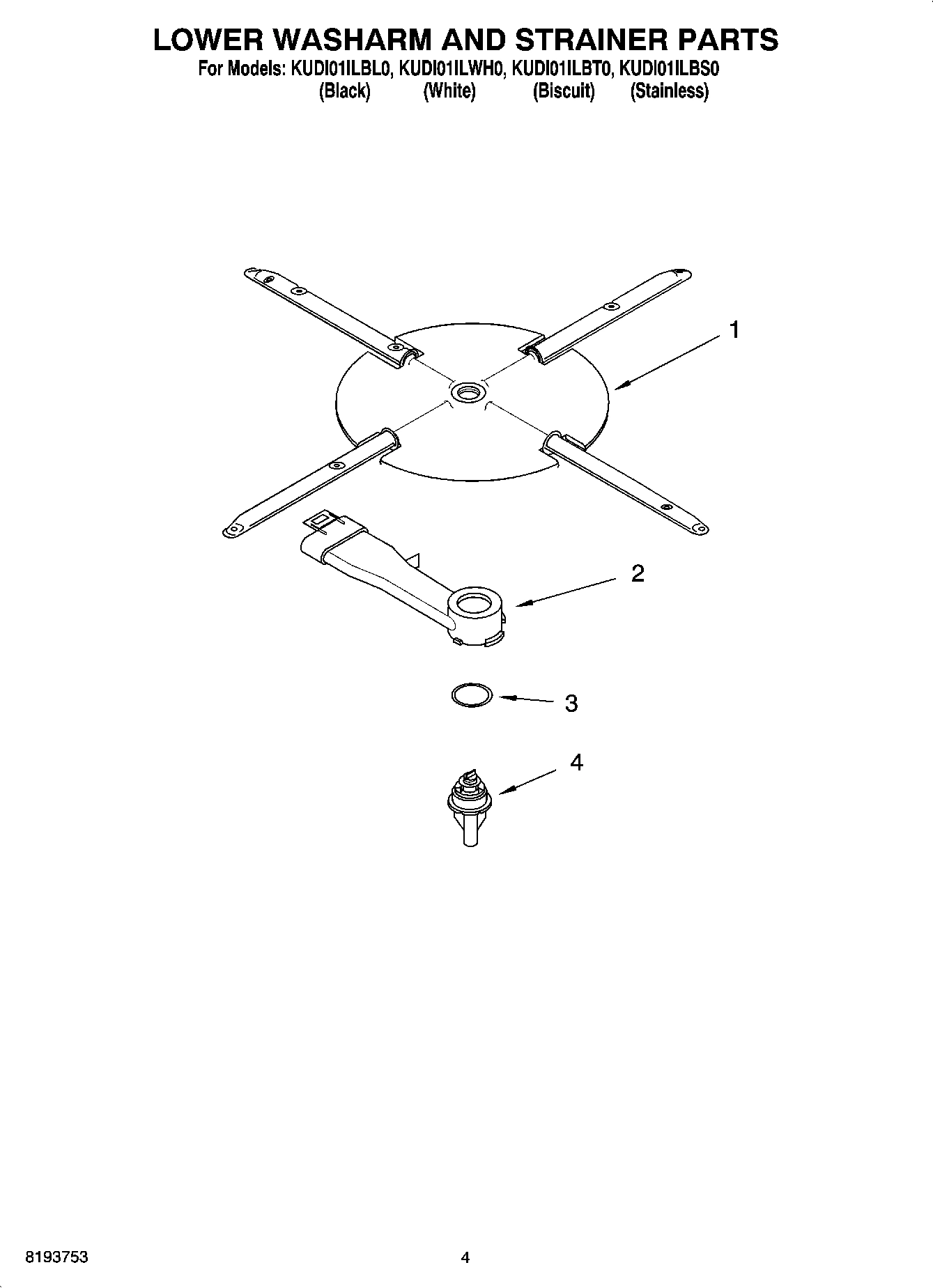 04 - LOWER WASHARM AND STRAINER PARTS