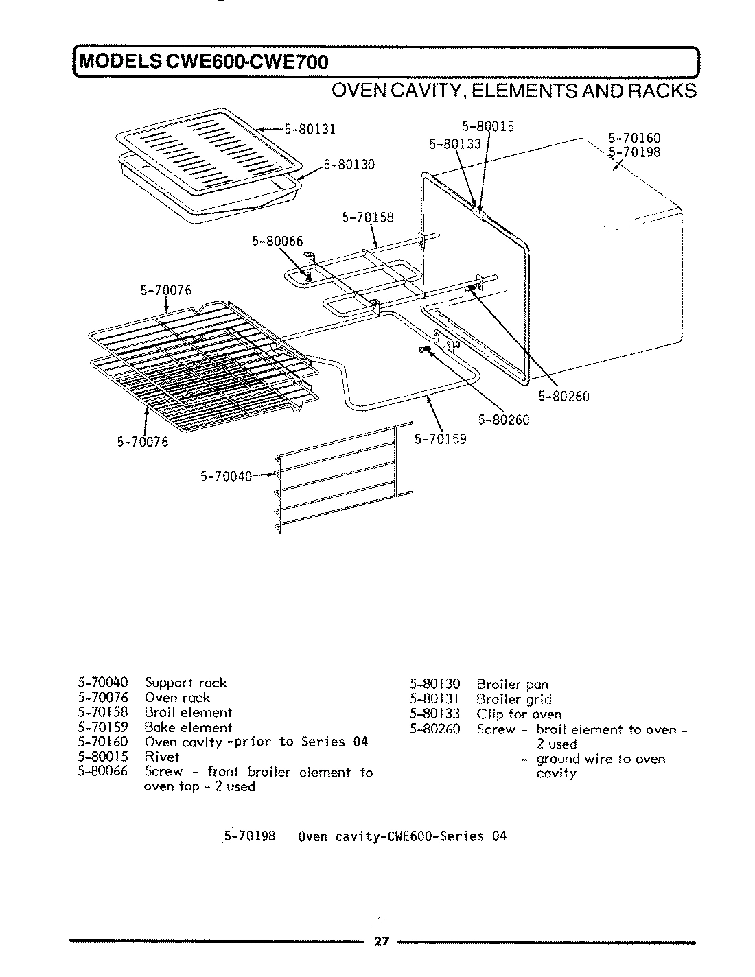 07 - OVEN CAVITY, ELEMENTS & RACKS