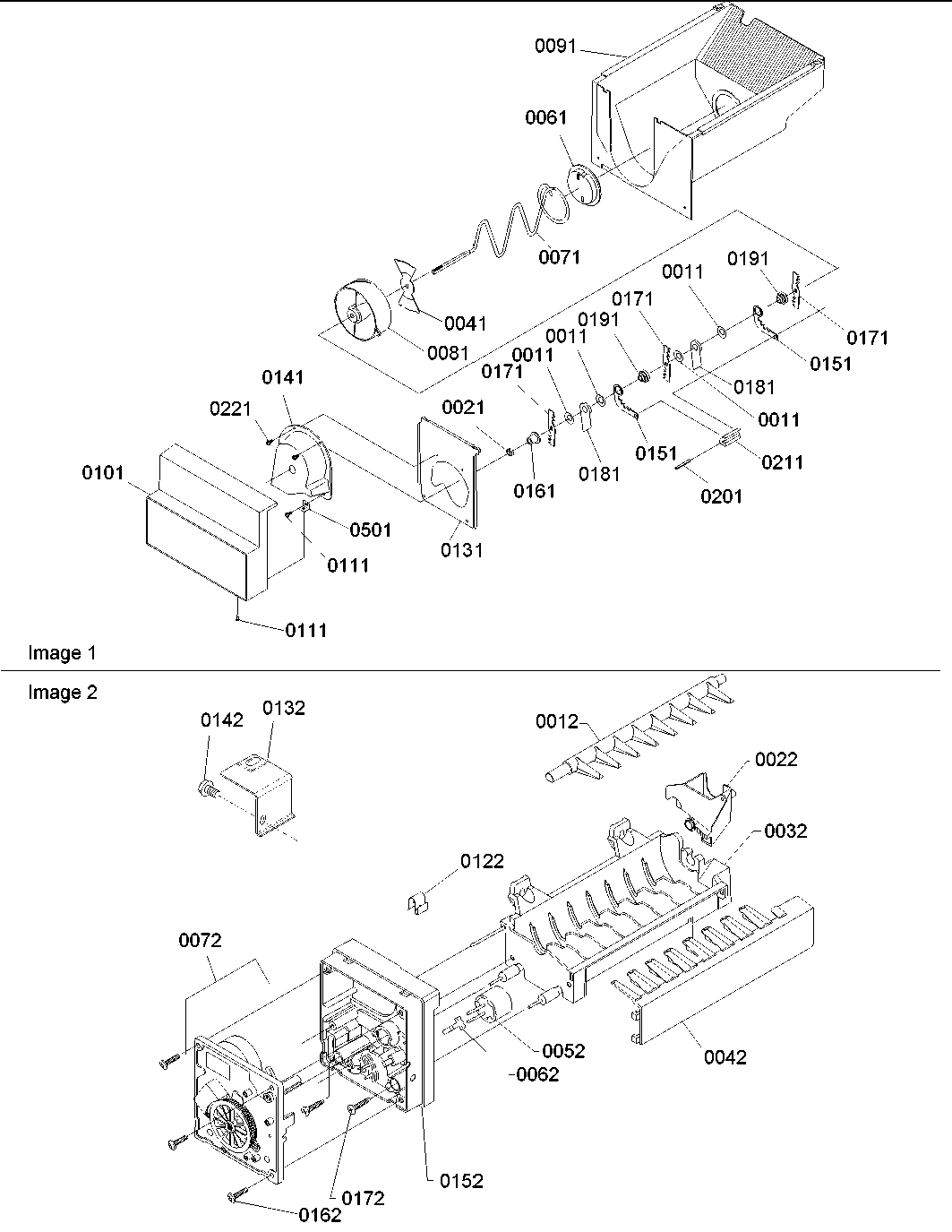 08 - Ice Bucket Auger and Ice Maker Parts