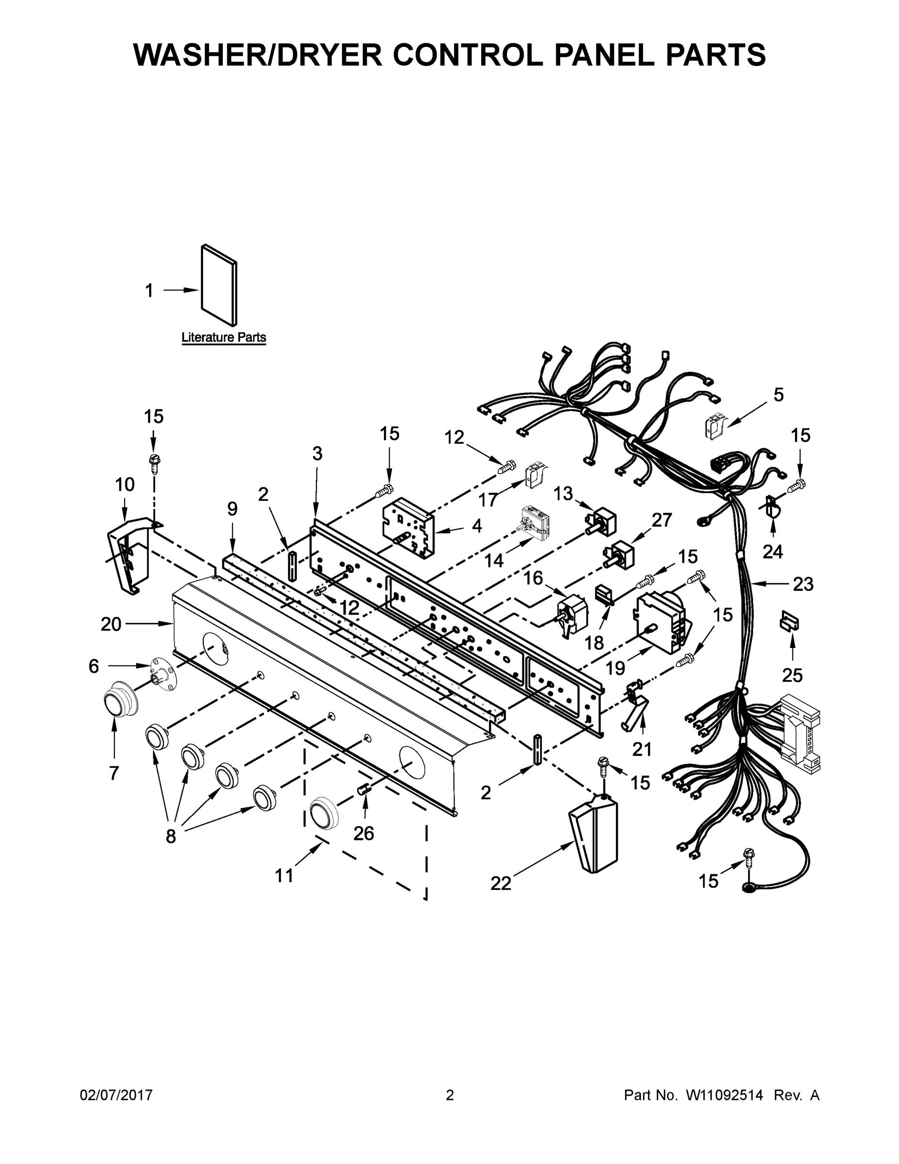 02 - WASHER/DRYER CONTROL PANEL PARTS