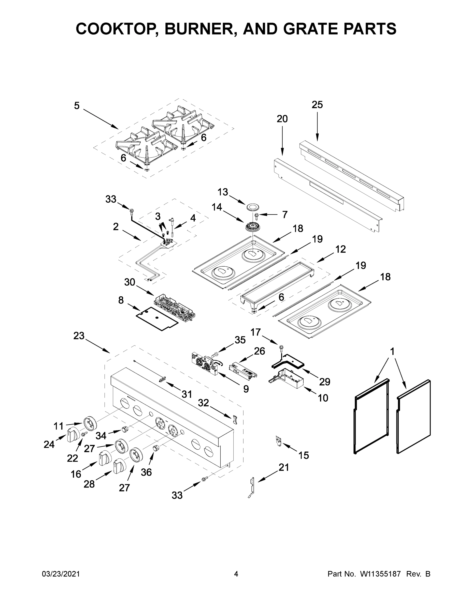 03 - COOKTOP, BURNER, AND GRATE PARTS