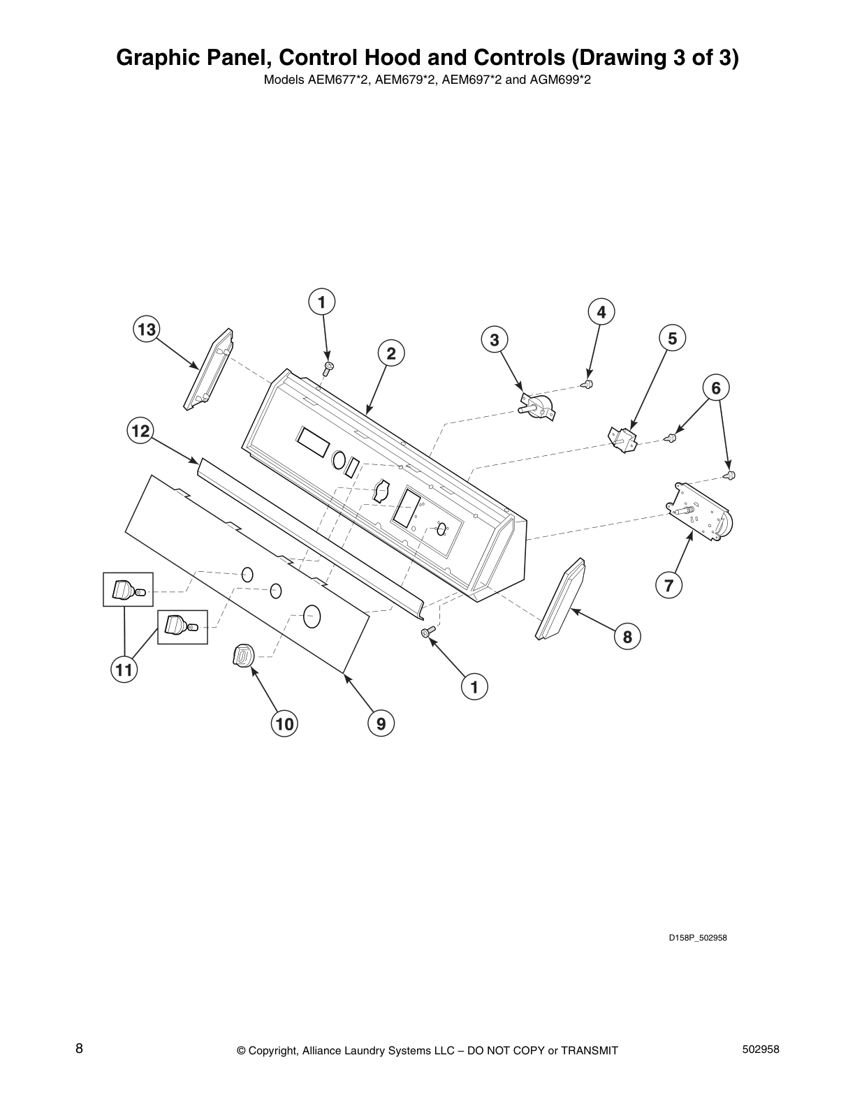 Graphic Panel, Control Hood and Controls (Drawing 3 of 3)