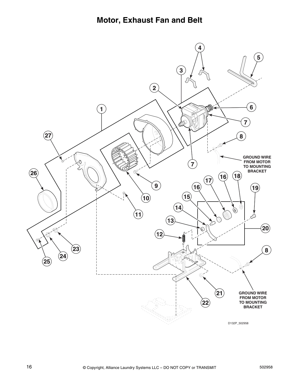 Motor, Exhaust Fan and Belt